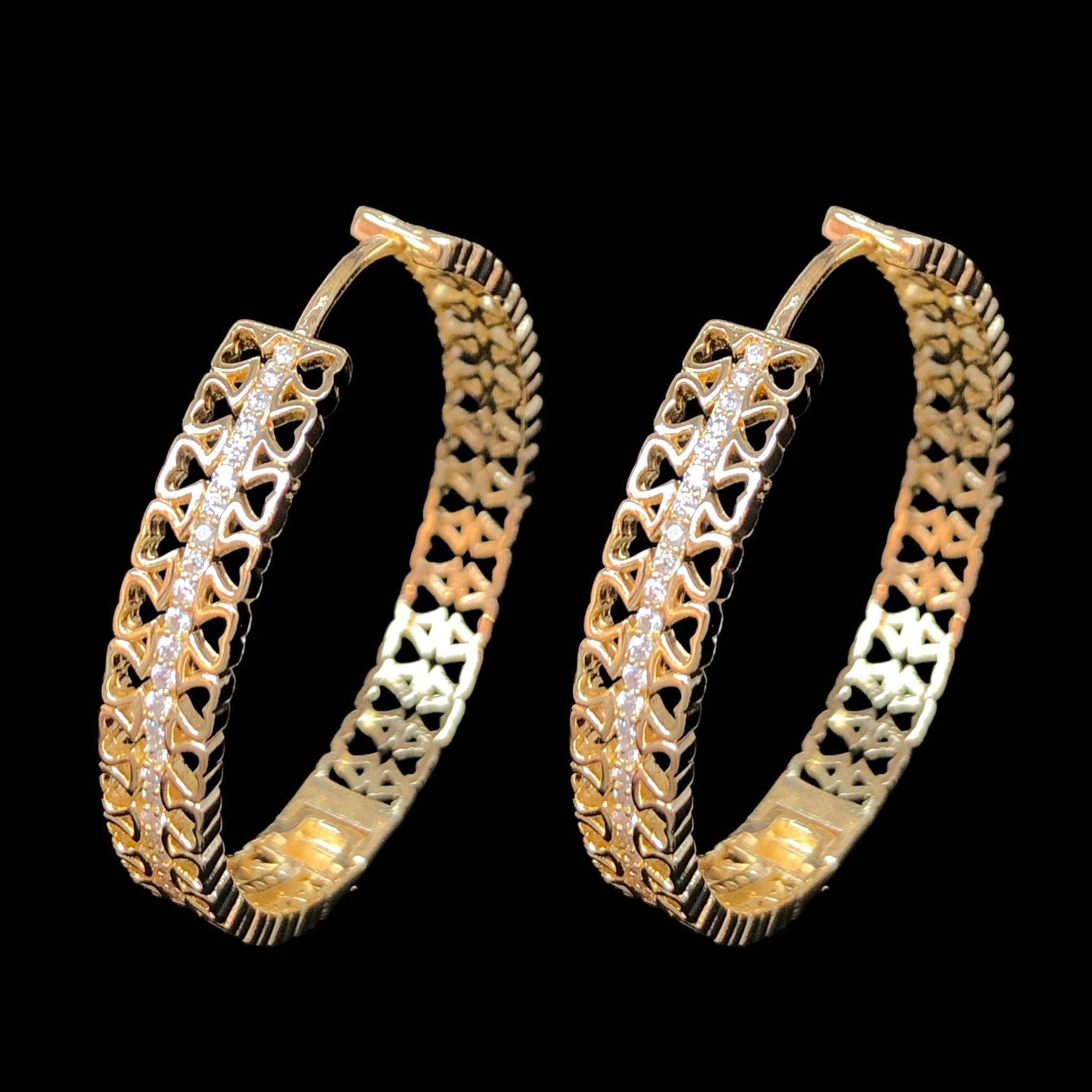 Oro Laminado Gold Filled Double Venetian Heart Hoop Earrings