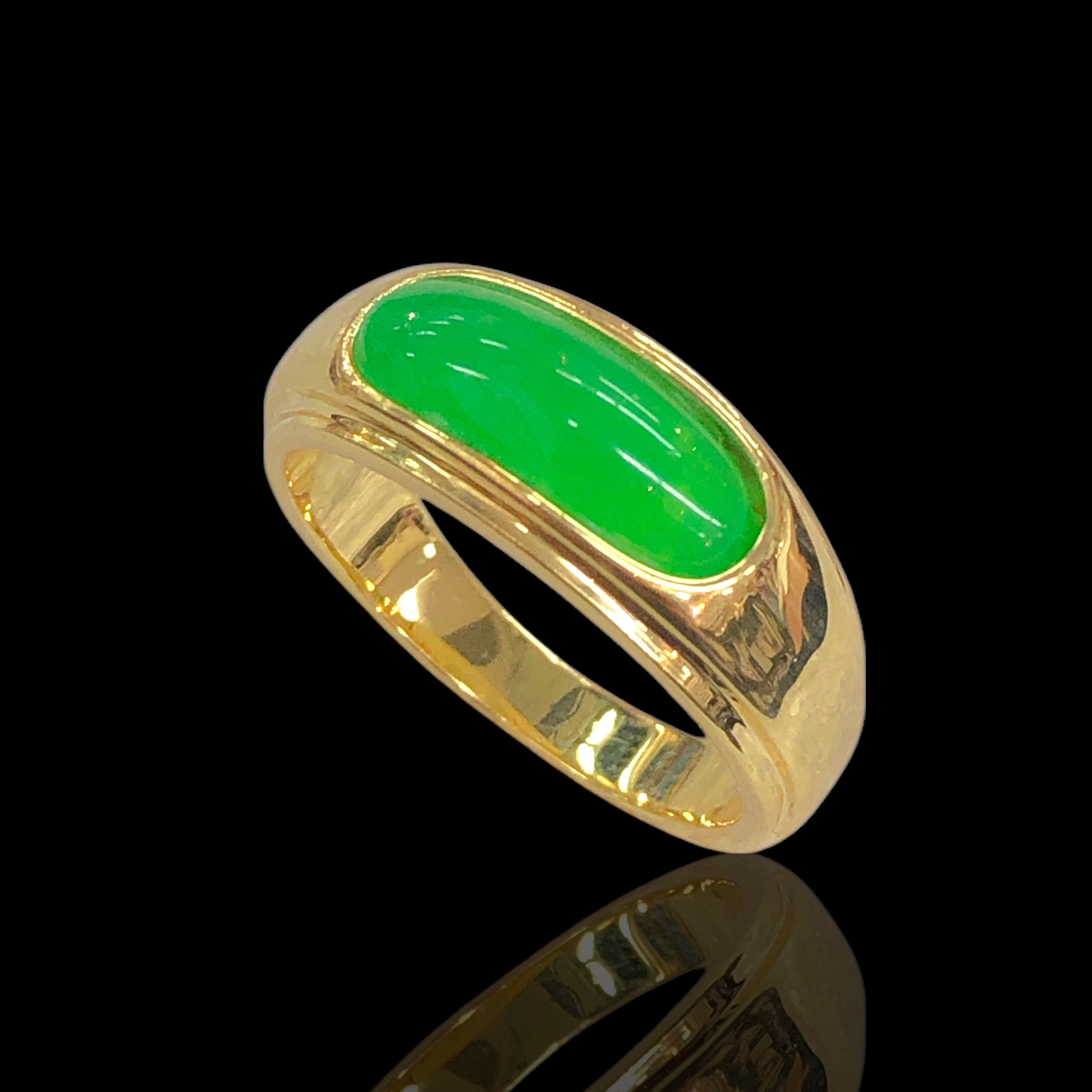 Oro Laminado Gold Filled Dragon Luck Jade Ring