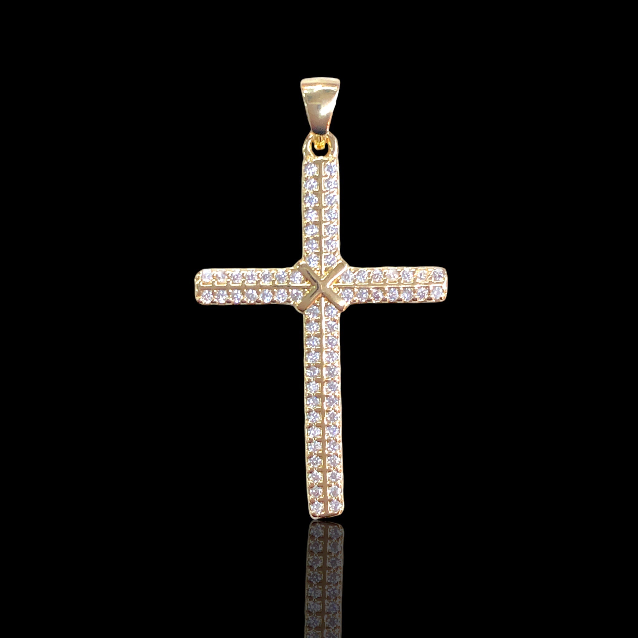 Oro Laminado Gold Filled Egyptian Gilded CZ Cross Pendant