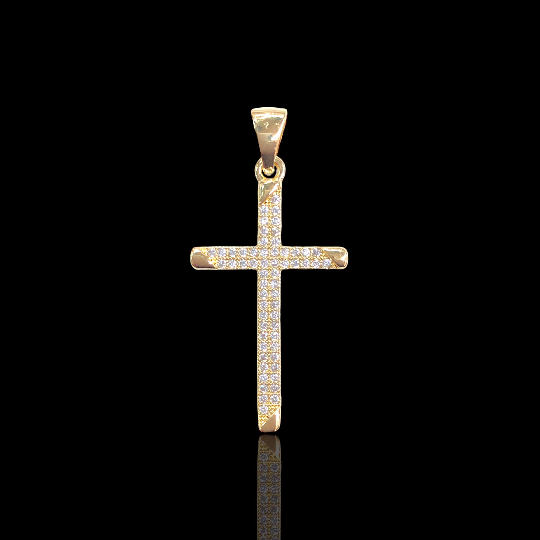 Oro Laminado Gold Filled Essex CZ Cross Pendant