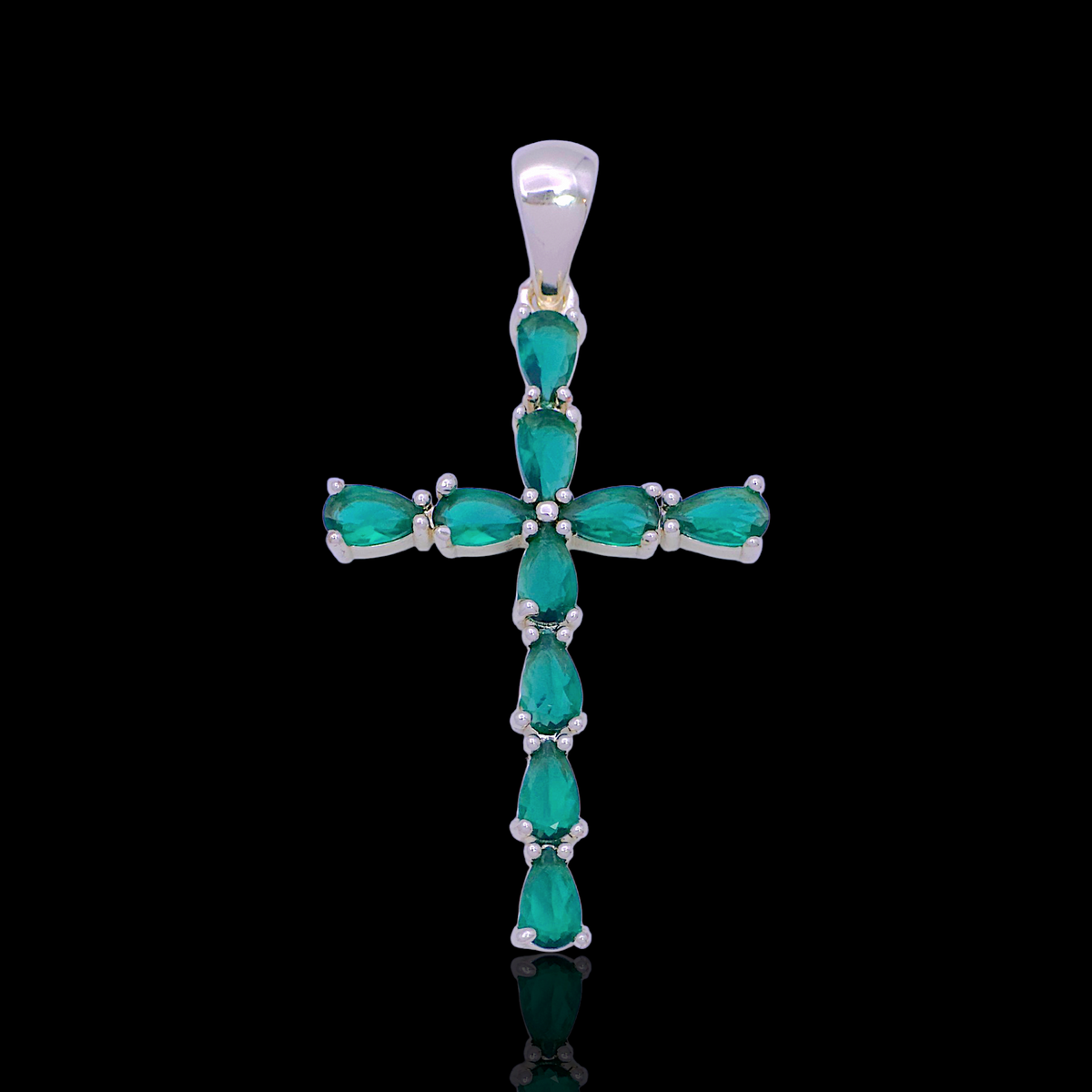 Oro Laminado Gold Filled Ethereal Petal Cross CZ Pendant