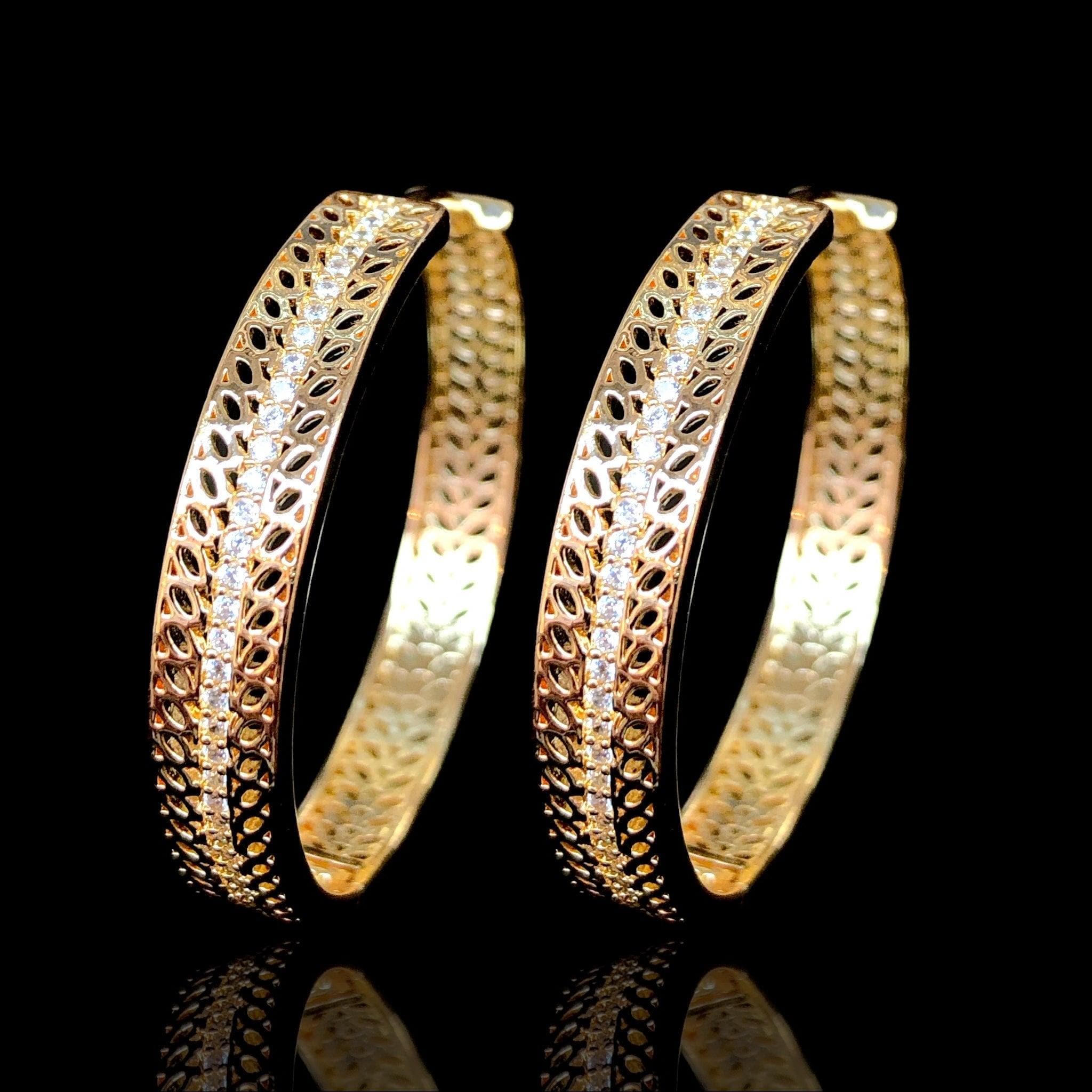Oro Laminado Gold Filled Filigree Zirconia Hoop Earringsnia Hoop Earrings