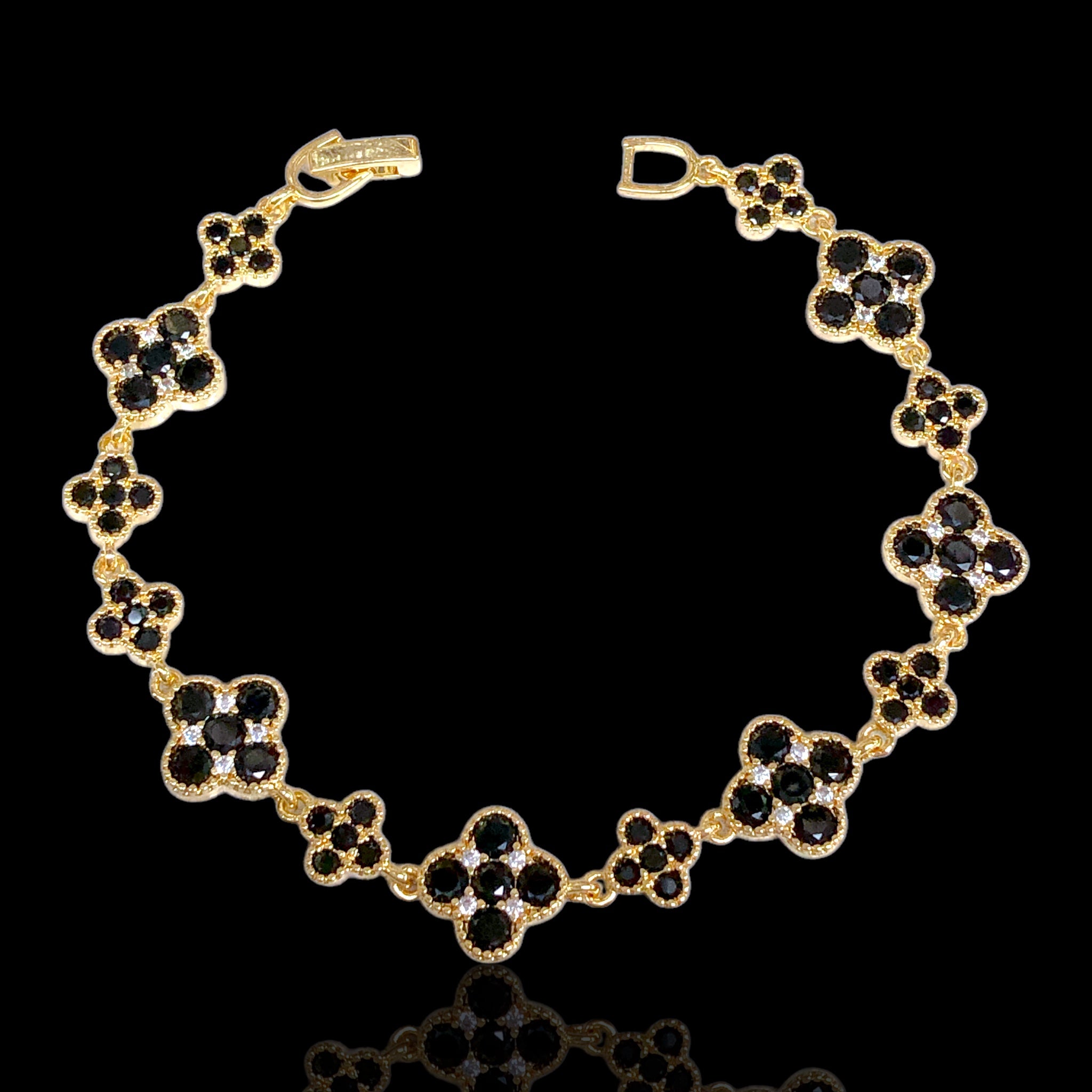 Oro Laminado Gold Filled Florencia Spring Blossom CZ Bracelet
