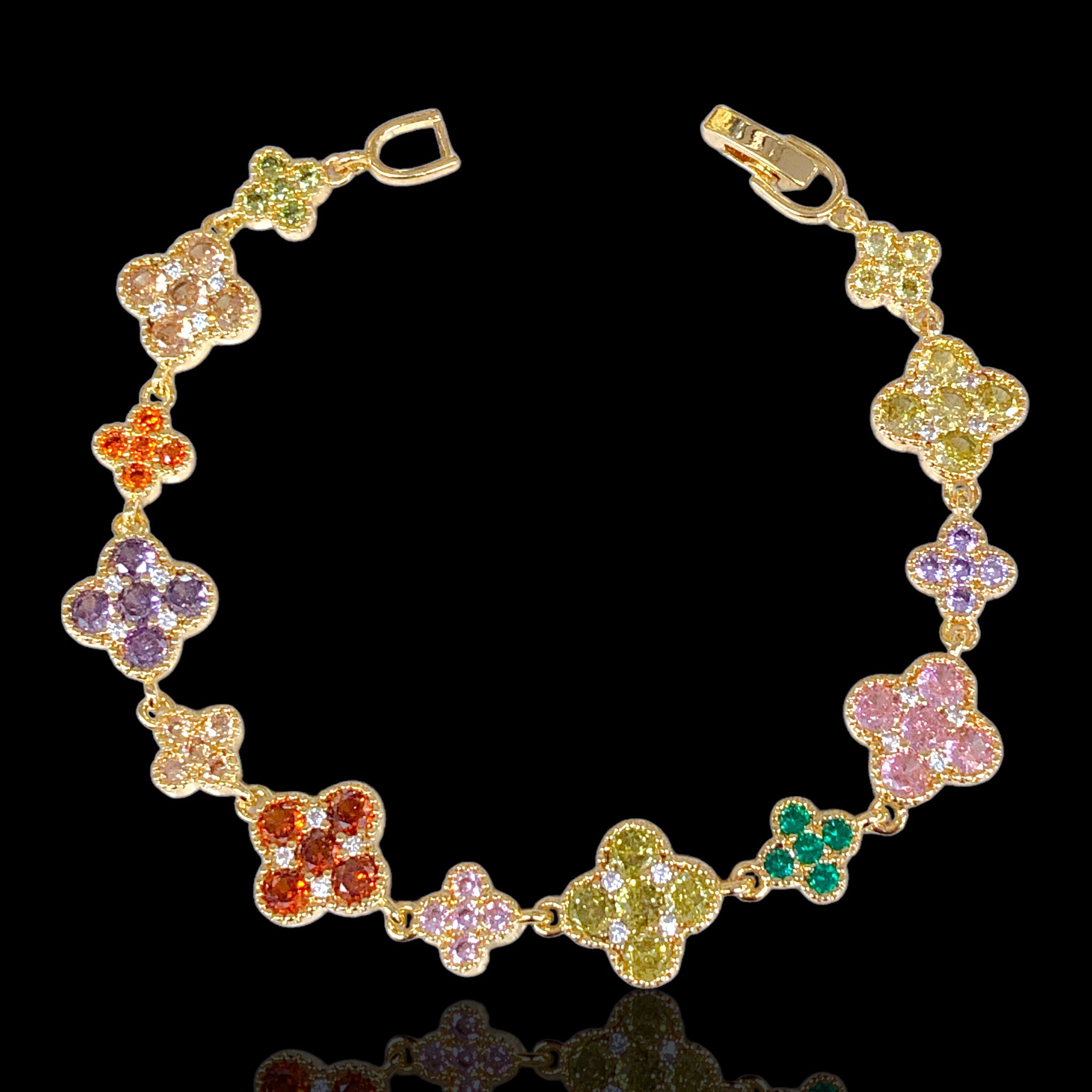 Oro Laminado Gold Filled Florencia Spring Blossom CZ Bracelet