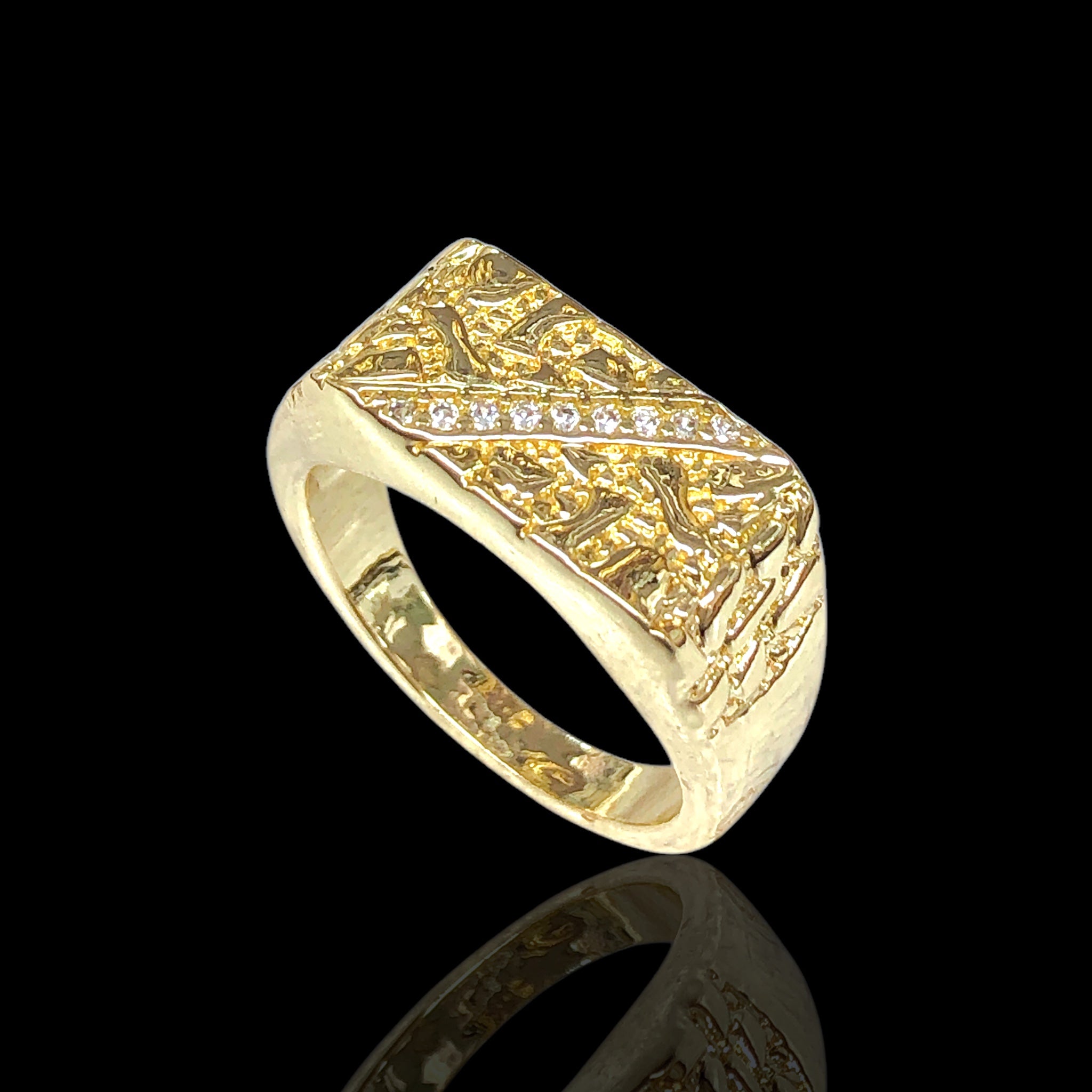 Oro Laminado Gold Filled Florentine Medici Nugget Ring