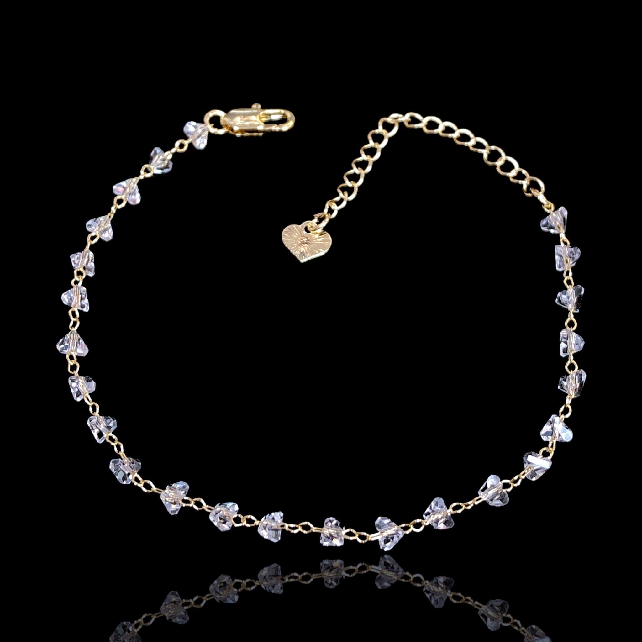 Oro Laminado Gold Filled Florentine Quartz Anklet