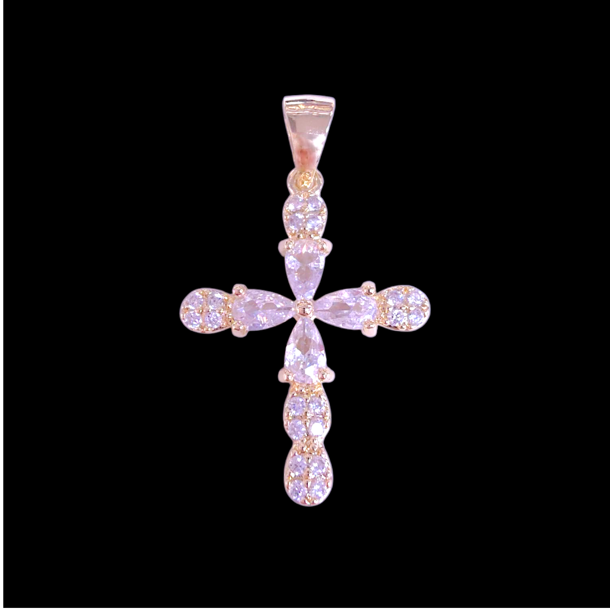 Oro Laminado Gold Filled Florentine Zirconia Cross Pendant