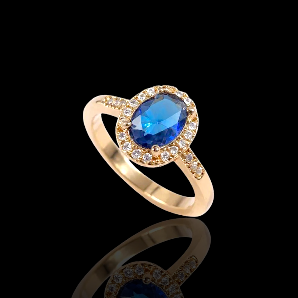 Oro Laminado Gold Filled Francia Petite Oval Cut Gem Ring