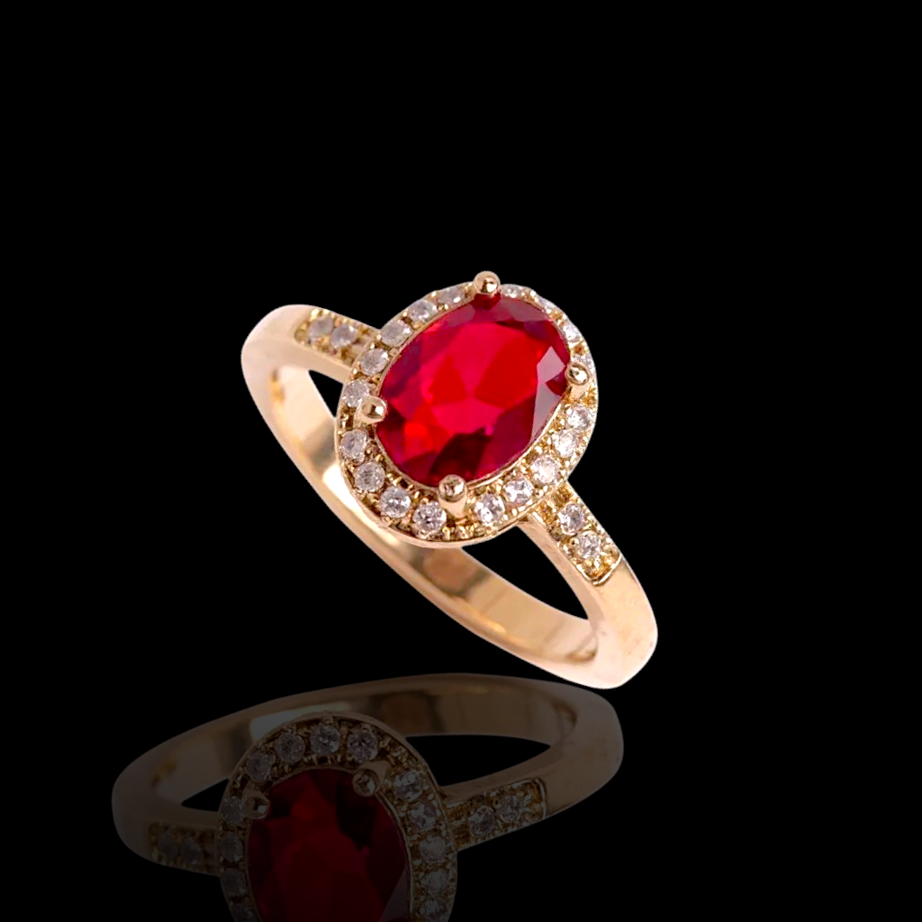 Oro Laminado Gold Filled Francia Petite Oval Cut Gem Ring