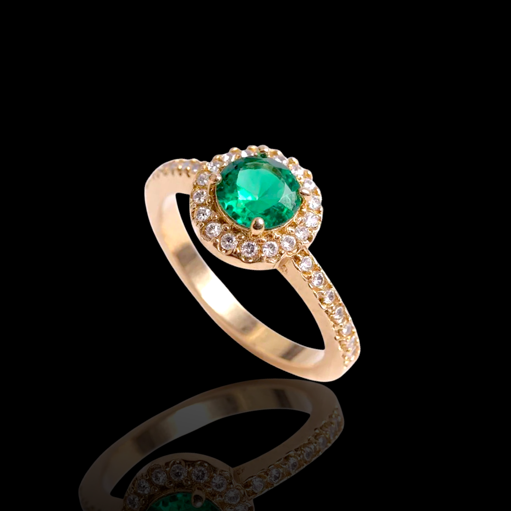 Oro Laminado Gold Filled Francia Petite Round Cut Gem Ring