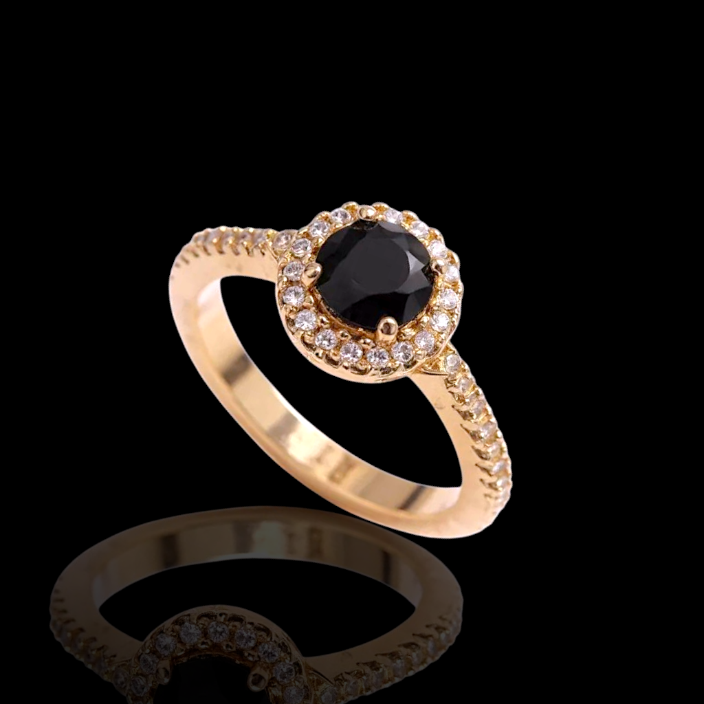Oro Laminado Gold Filled Francia Petite Round Cut Gem Ring