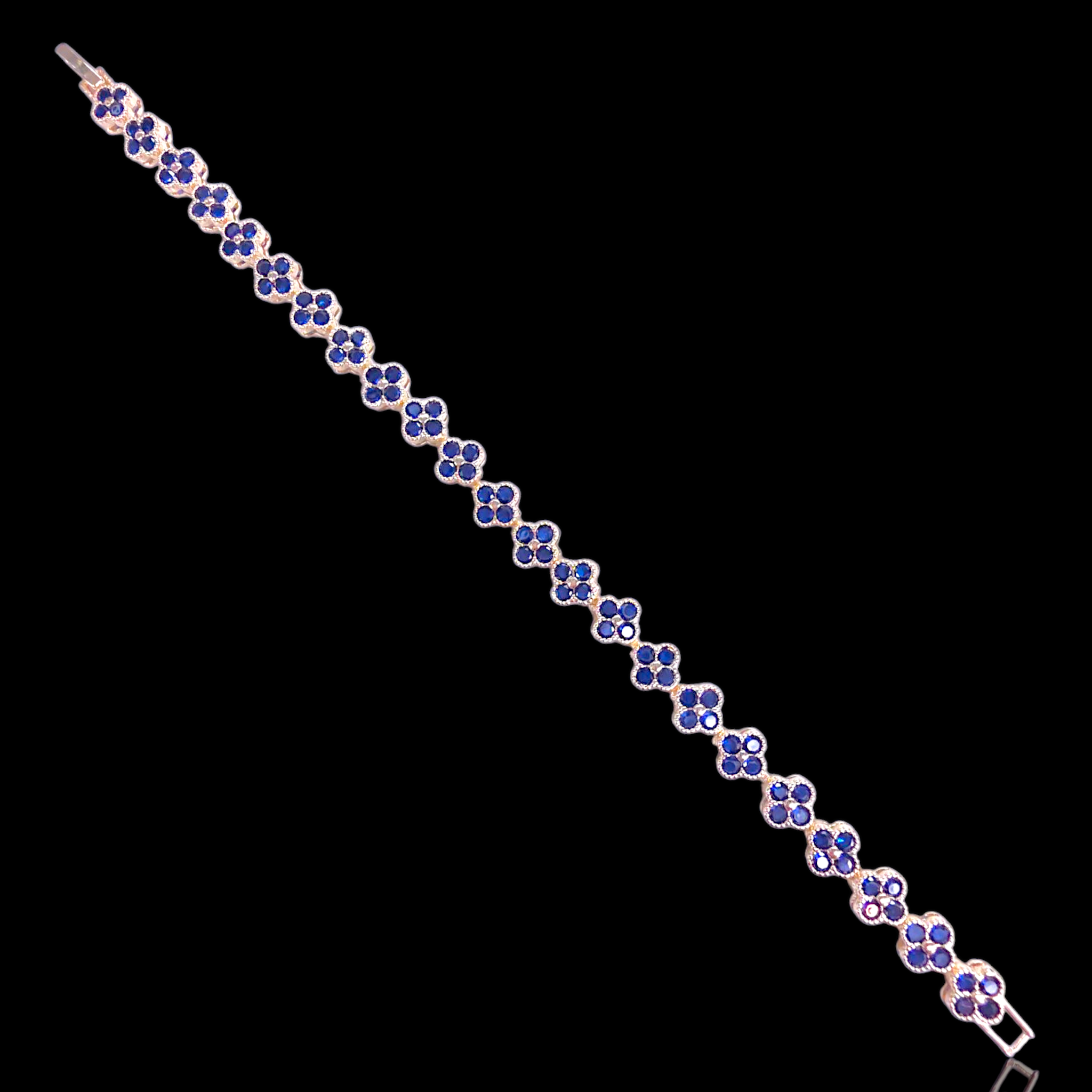 Oro Laminado Gold Filled French Lucky Clover CZ Bracelet