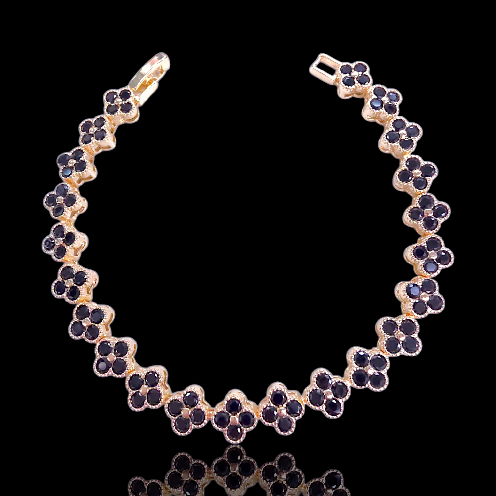 Oro Laminado Gold Filled French Lucky Clover CZ Bracelet