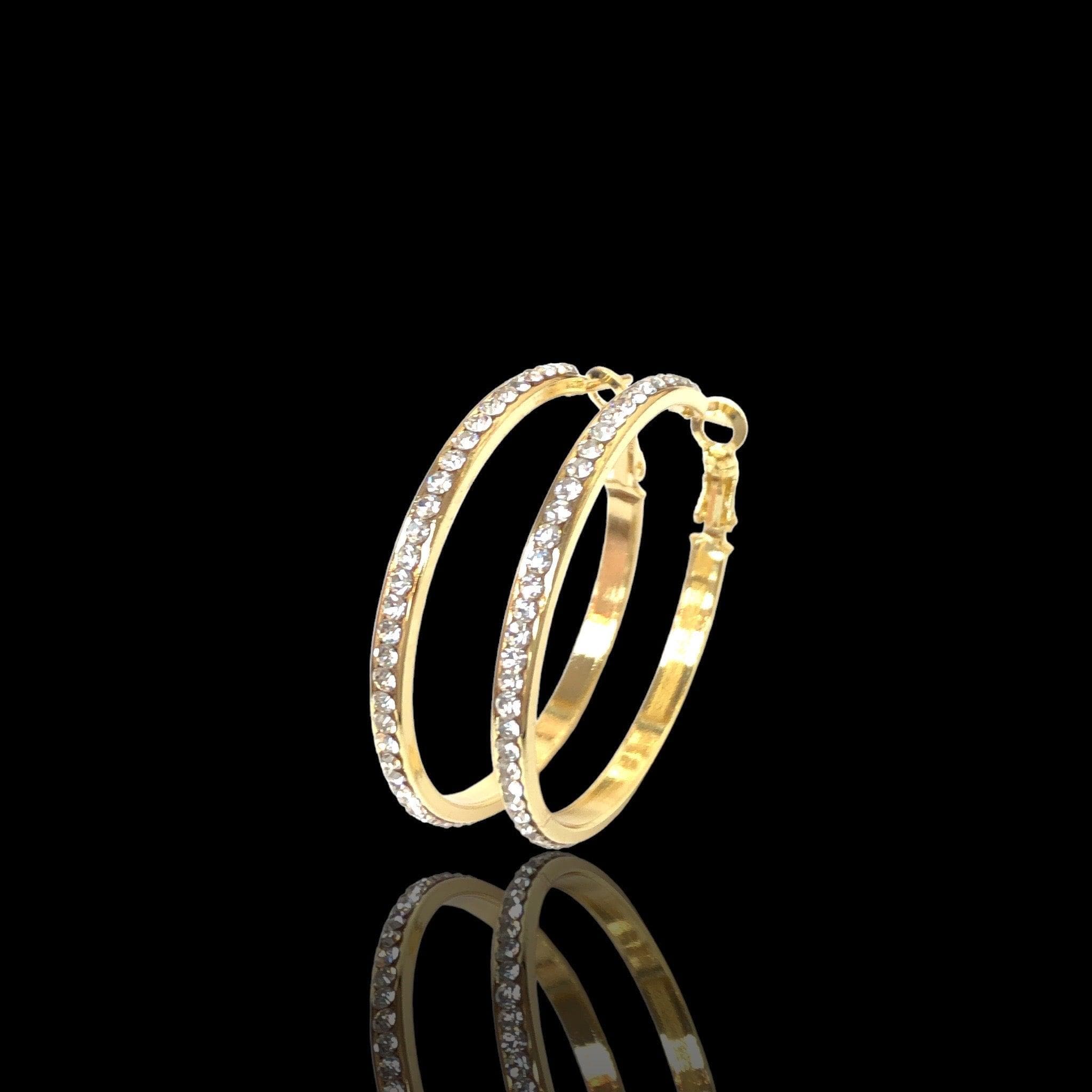 Oro Laminado Gold Filled French Zirconia Bezel Hoop Earrings