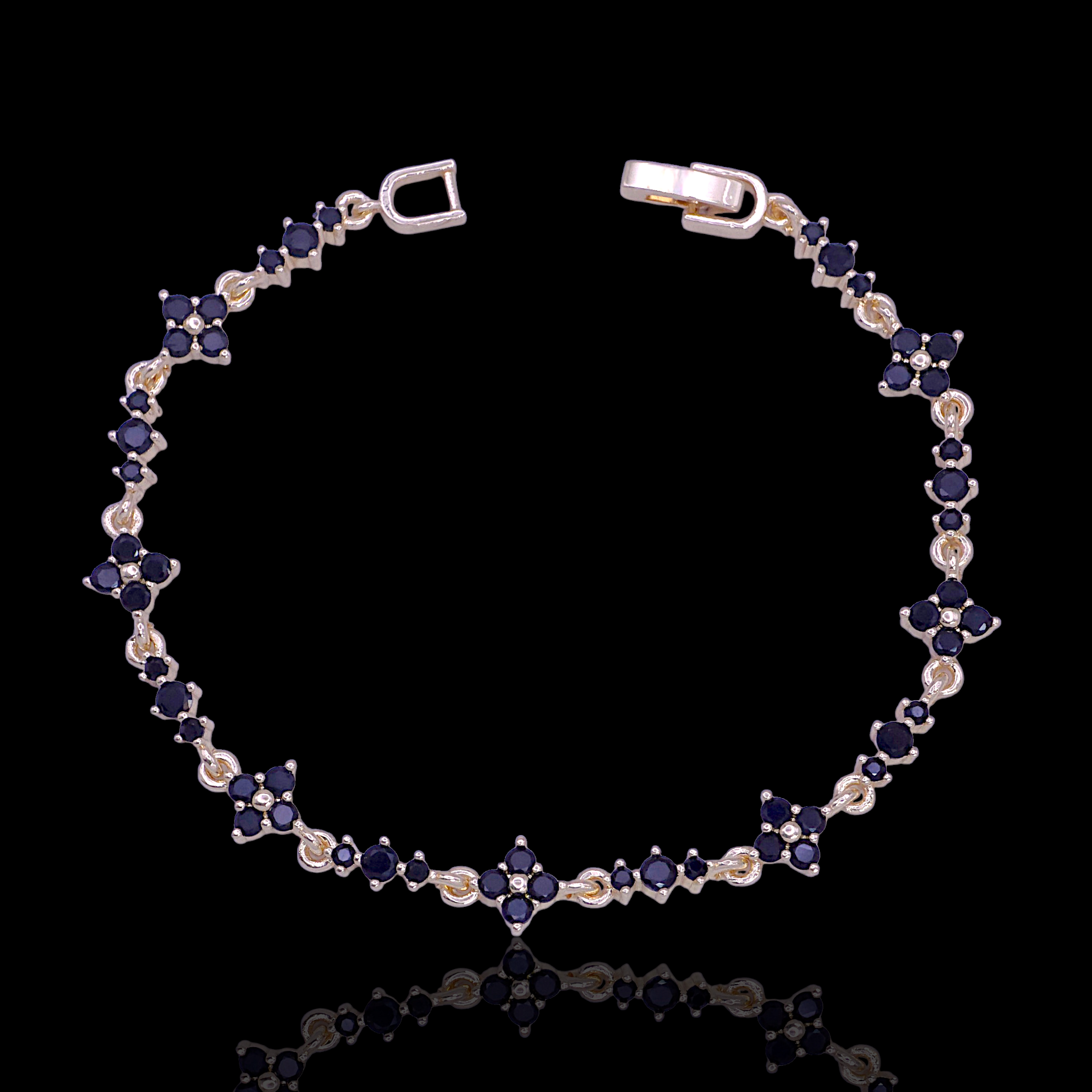 Oro Laminado Gold Filled French de Fleur Zirconia Bracelet