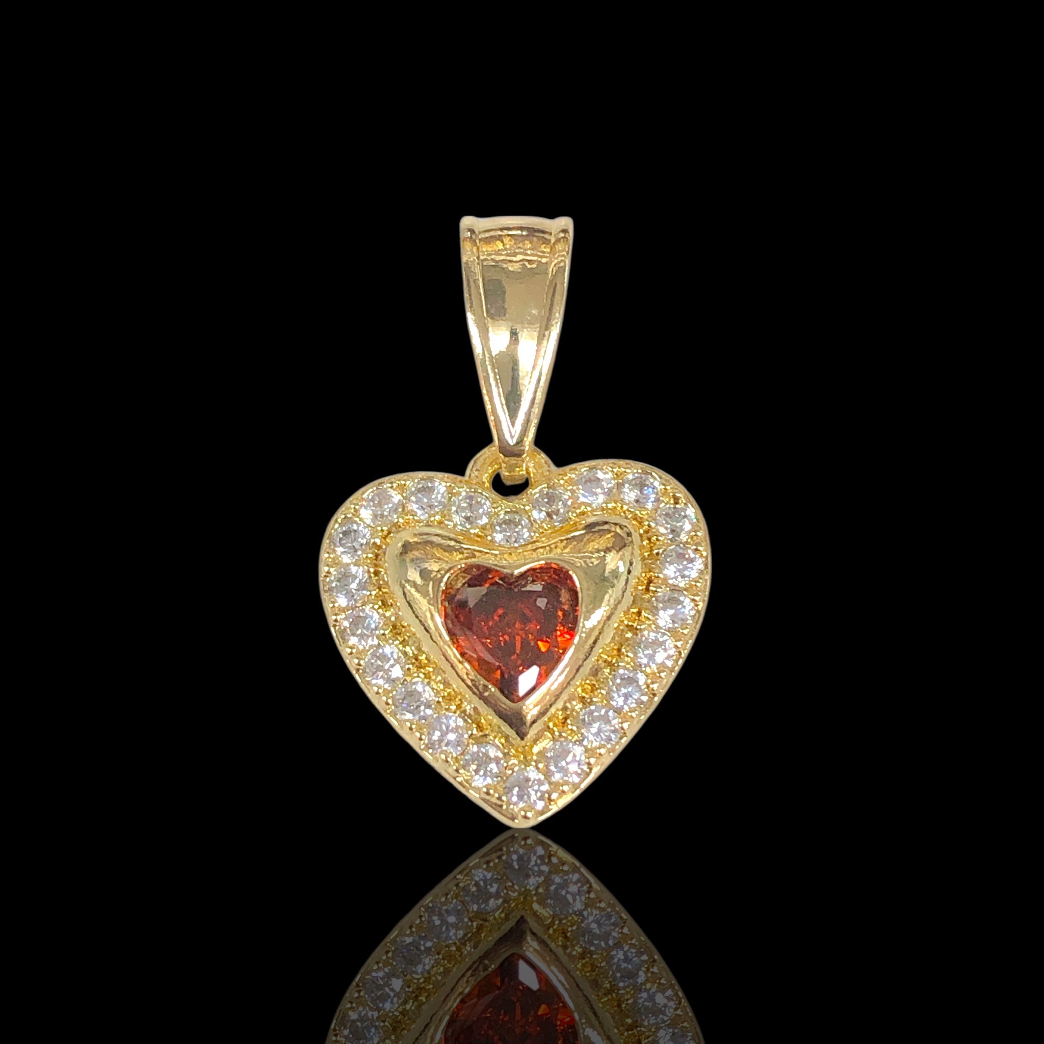 Oro Laminado Gold Filled Friendship Heart CZ Pendant
