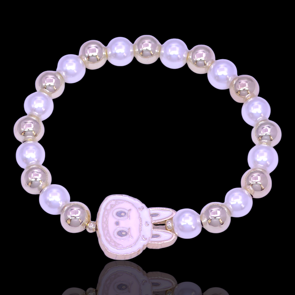 Oro Laminado Gold Filled Fufu Monster Icon Love Bracelet