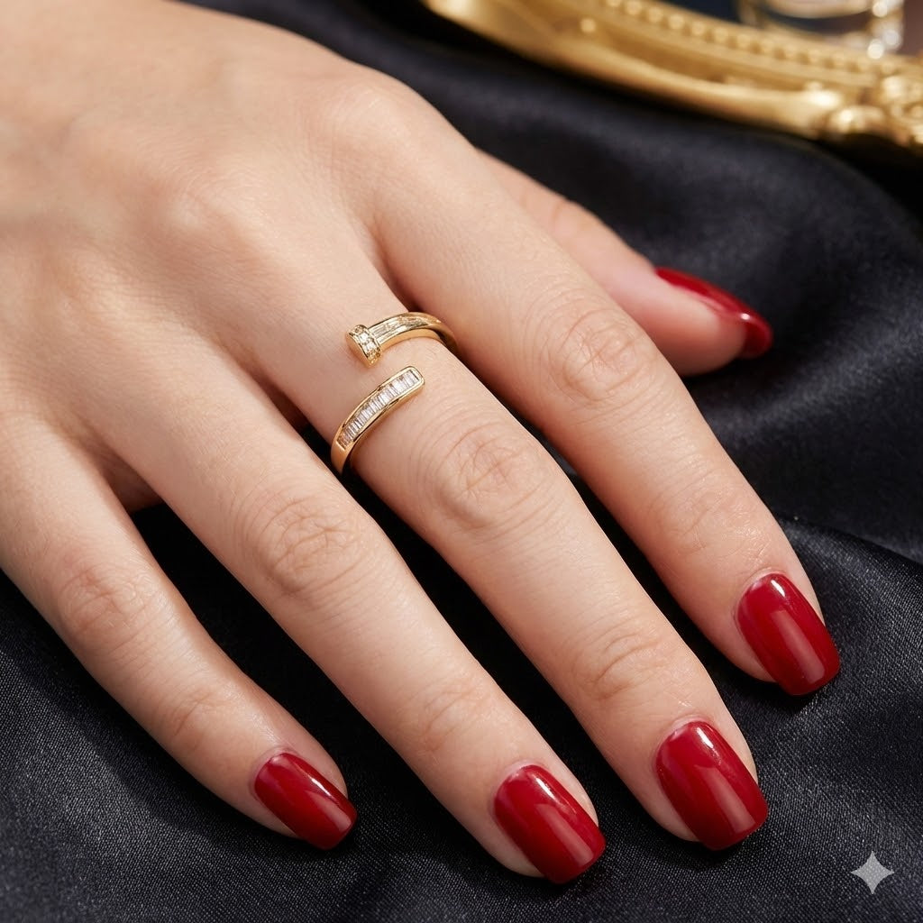 Oro Laminado Gold Filled Geneva Artisana Adjustable CZ Ring