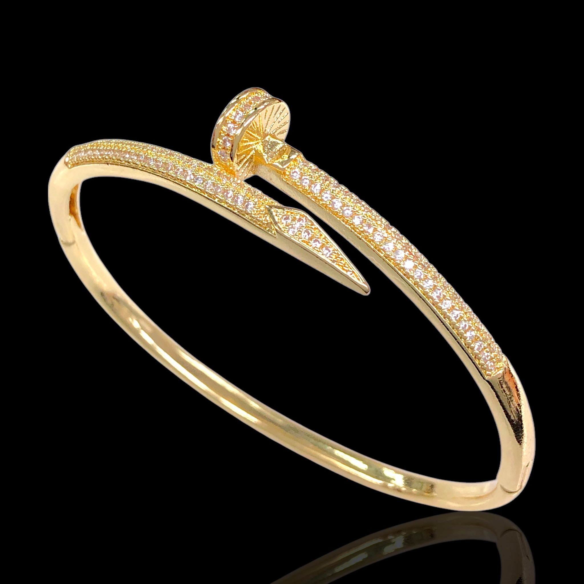 Oro Laminado Gold Filled Geneva Artisana CZ Nail Bangle