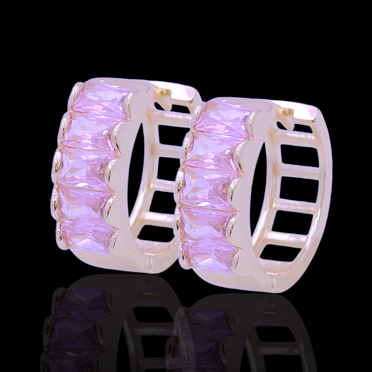 Oro Laminado Gold Filled Glowing Star Zirconia Earrings