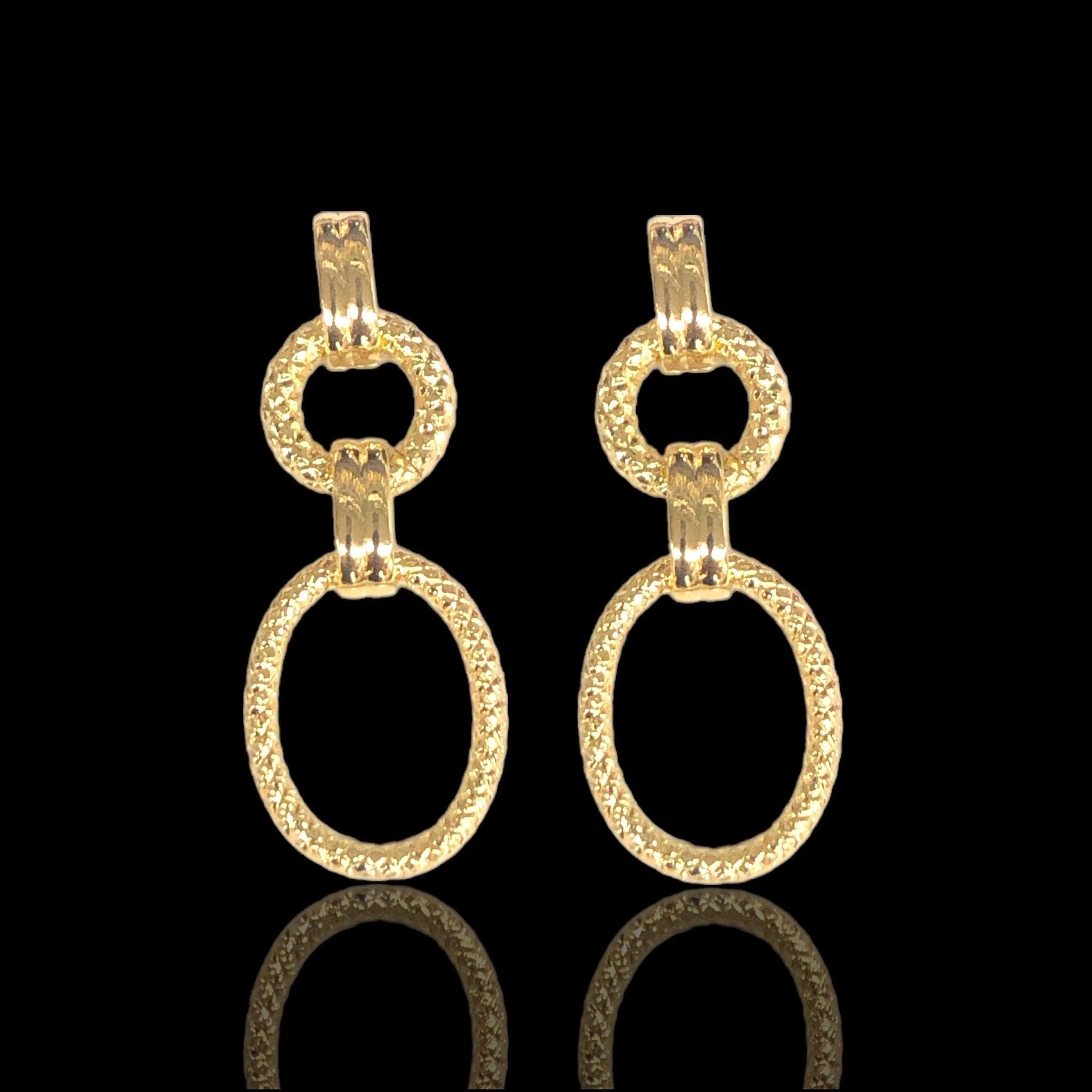 Oro Laminado Gold Filled Golden Ring Dangle Earrings