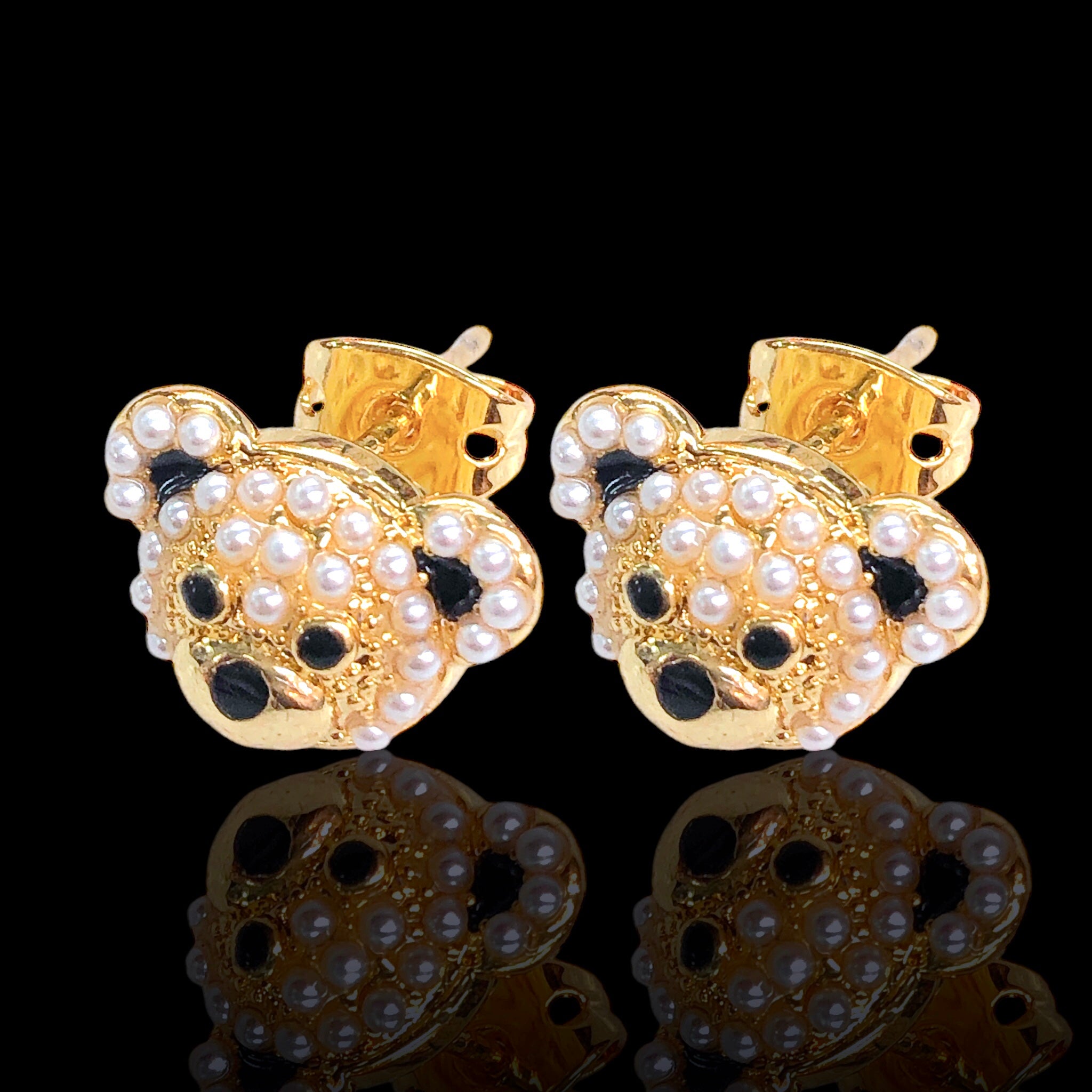 Oro Laminado Gold Filled Grizzly Bear Stud Earrings