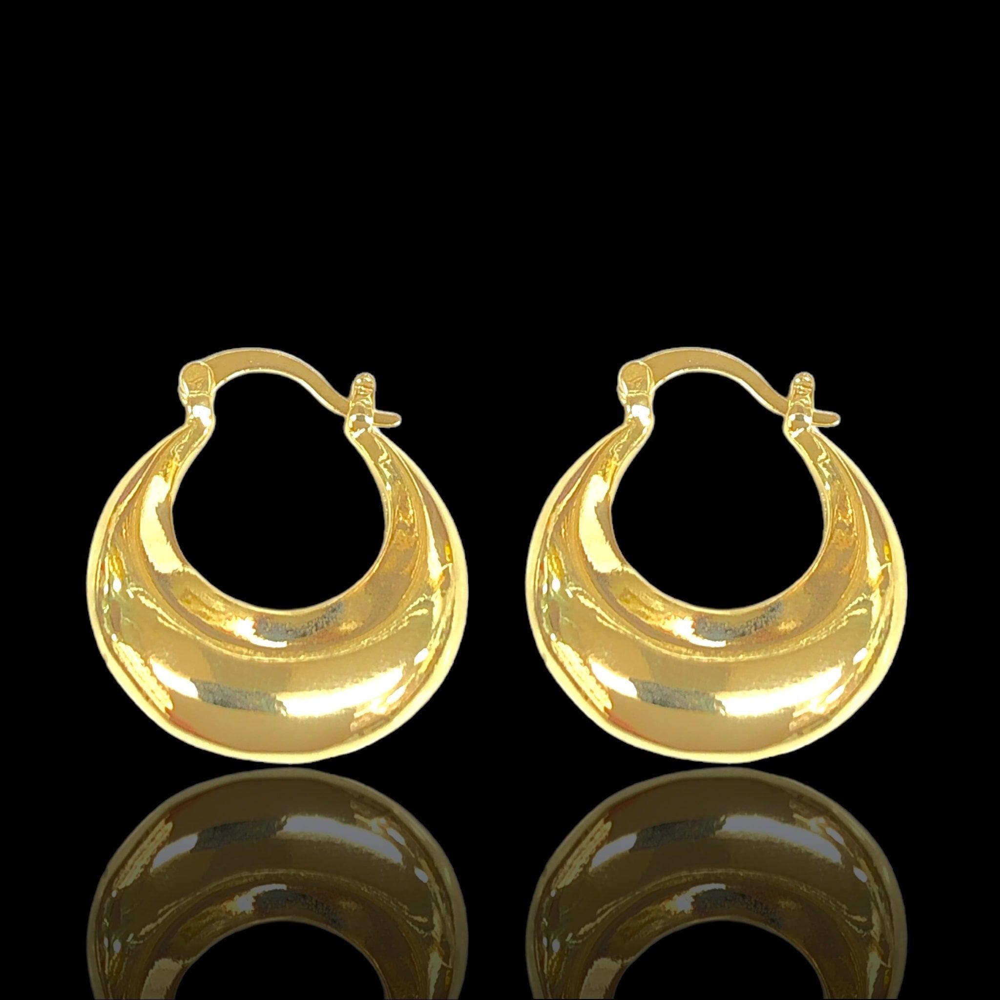 Oro Laminado Gold Filled Half Moon Hoop Earrings
