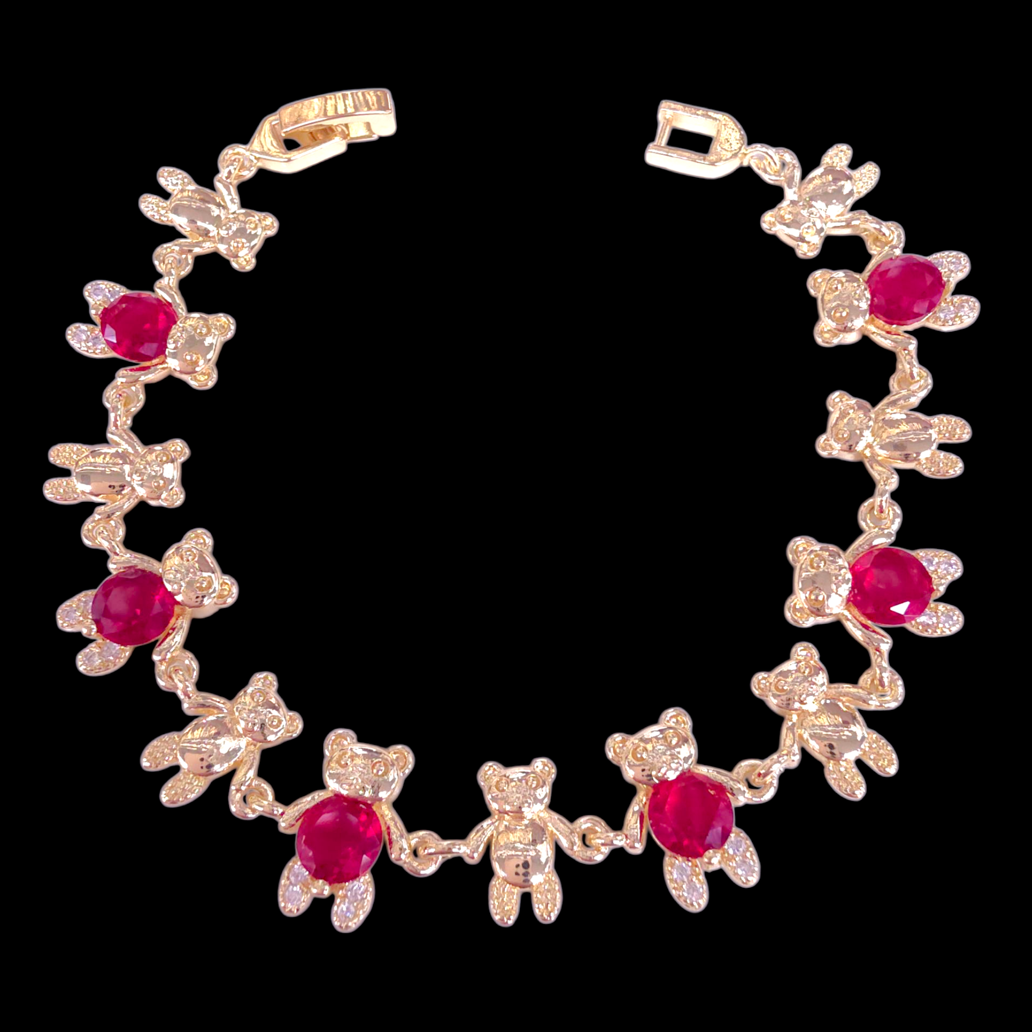 Oro Laminado Gold Filled Happy Teddy Bear Bracelet