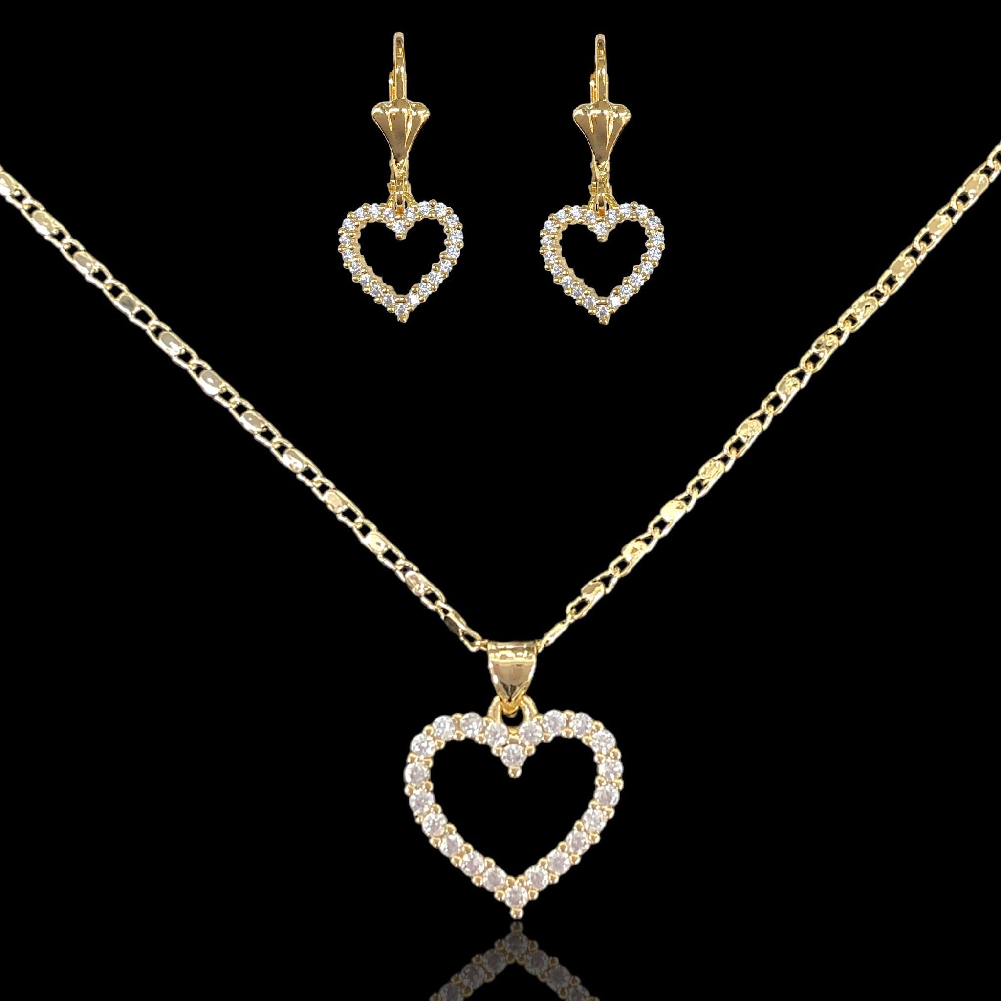 Oro Laminado Gold Filled Heart of Paris CZ Set