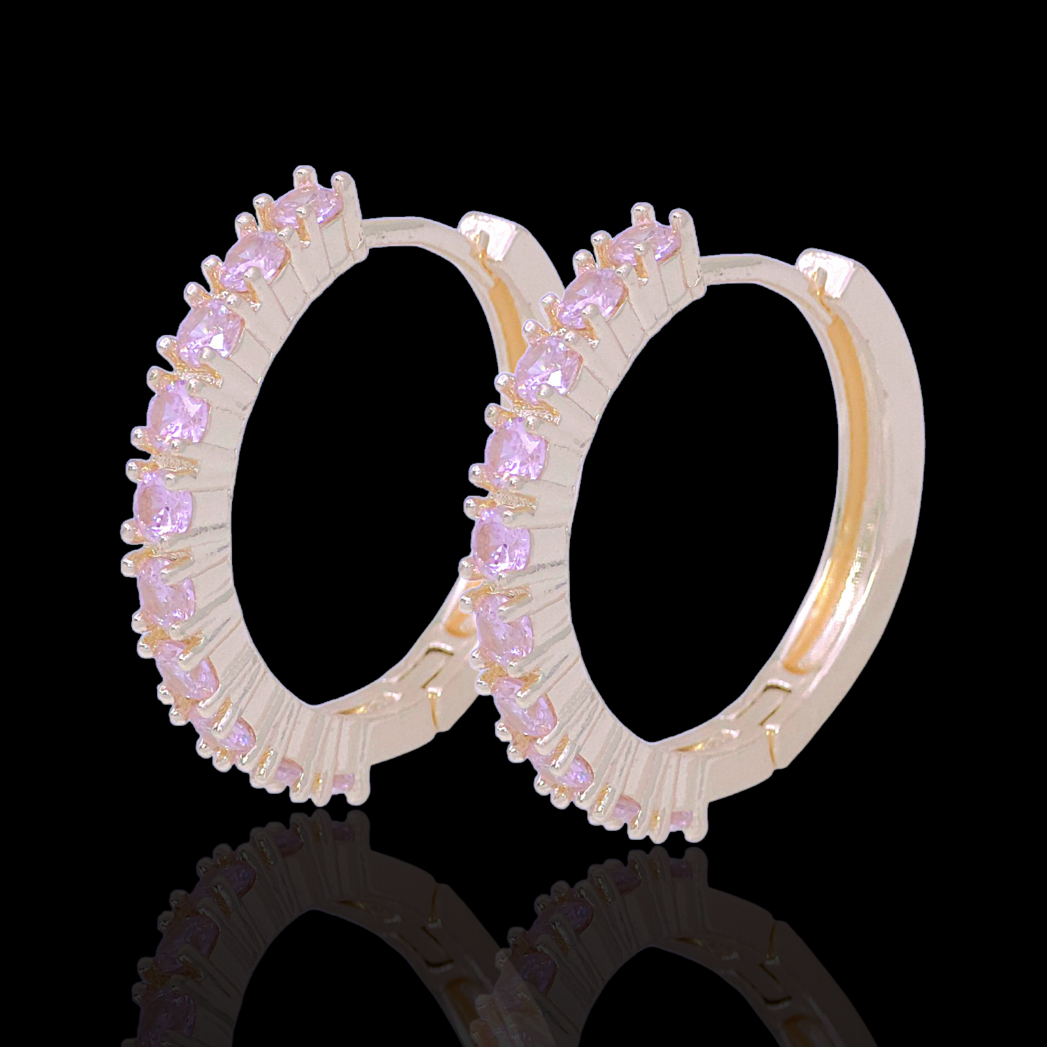 Oro Laminado Gold Filled Helen Zirconia Hoop Earrings