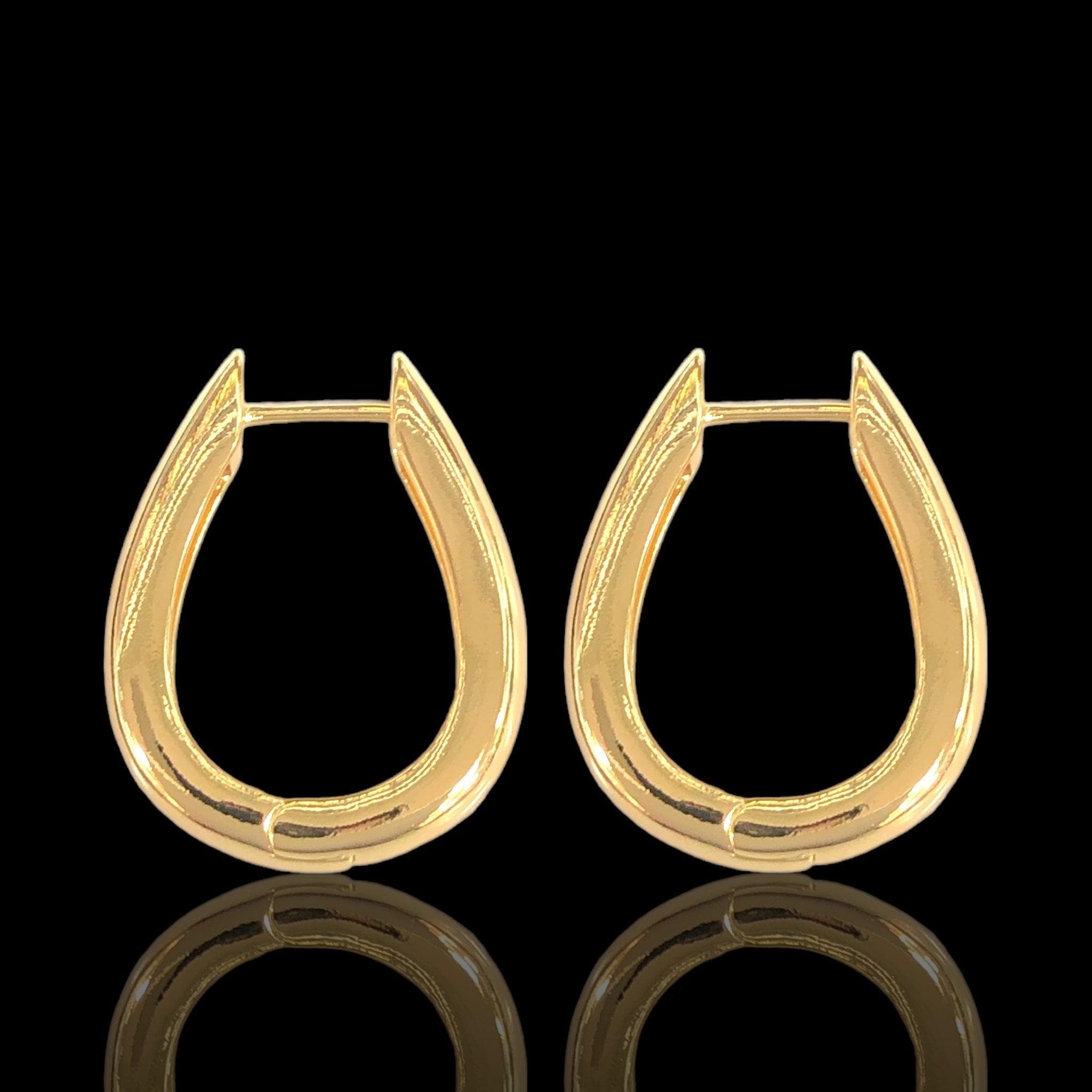 Oro Laminado Gold Filled High Polish Droplet Hoop Earrings
