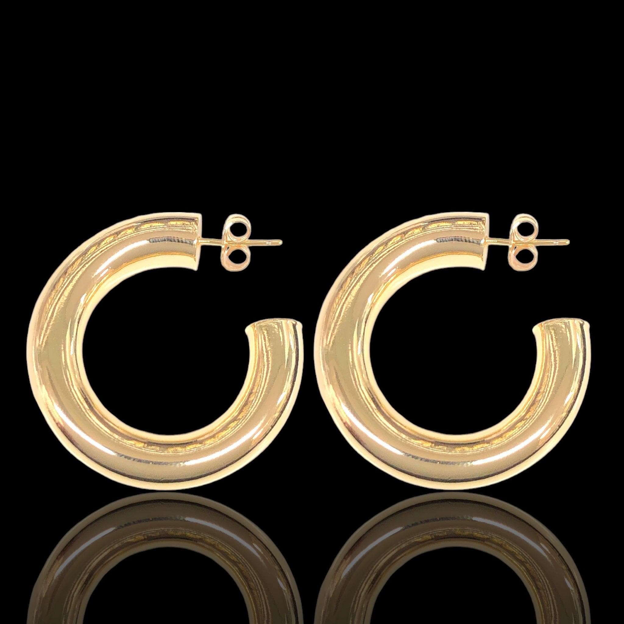 Oro Laminado Gold Filled High Polish Half Crescent Hoop Earrings