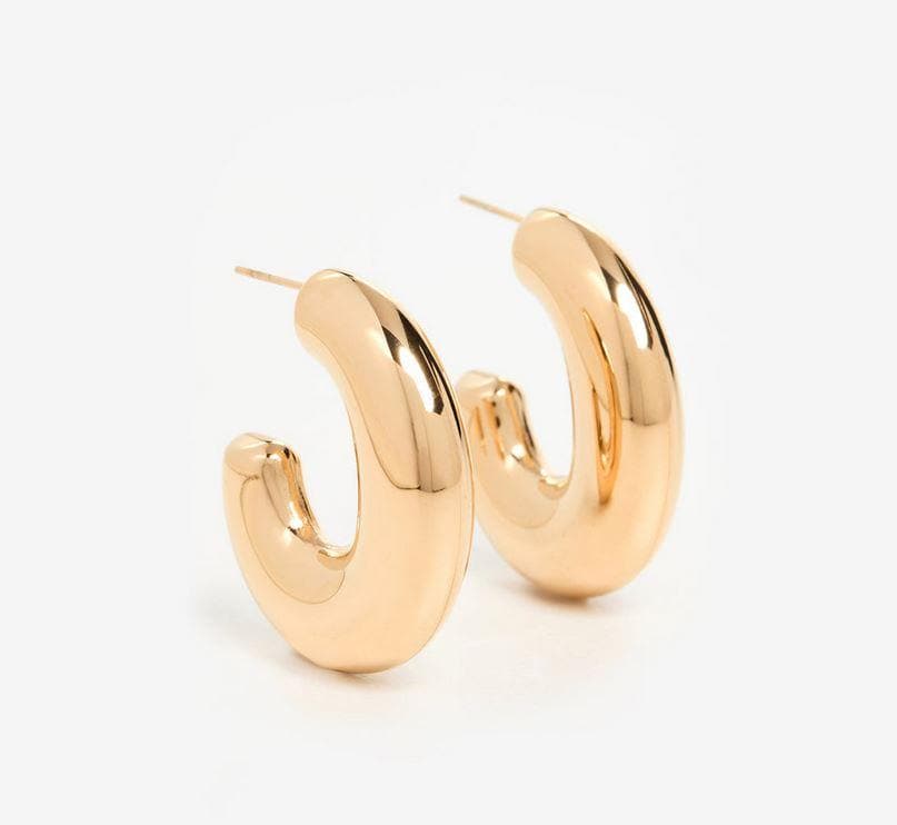 Oro Laminado Gold Filled High Polish Puffy Dome Hoop Earrings