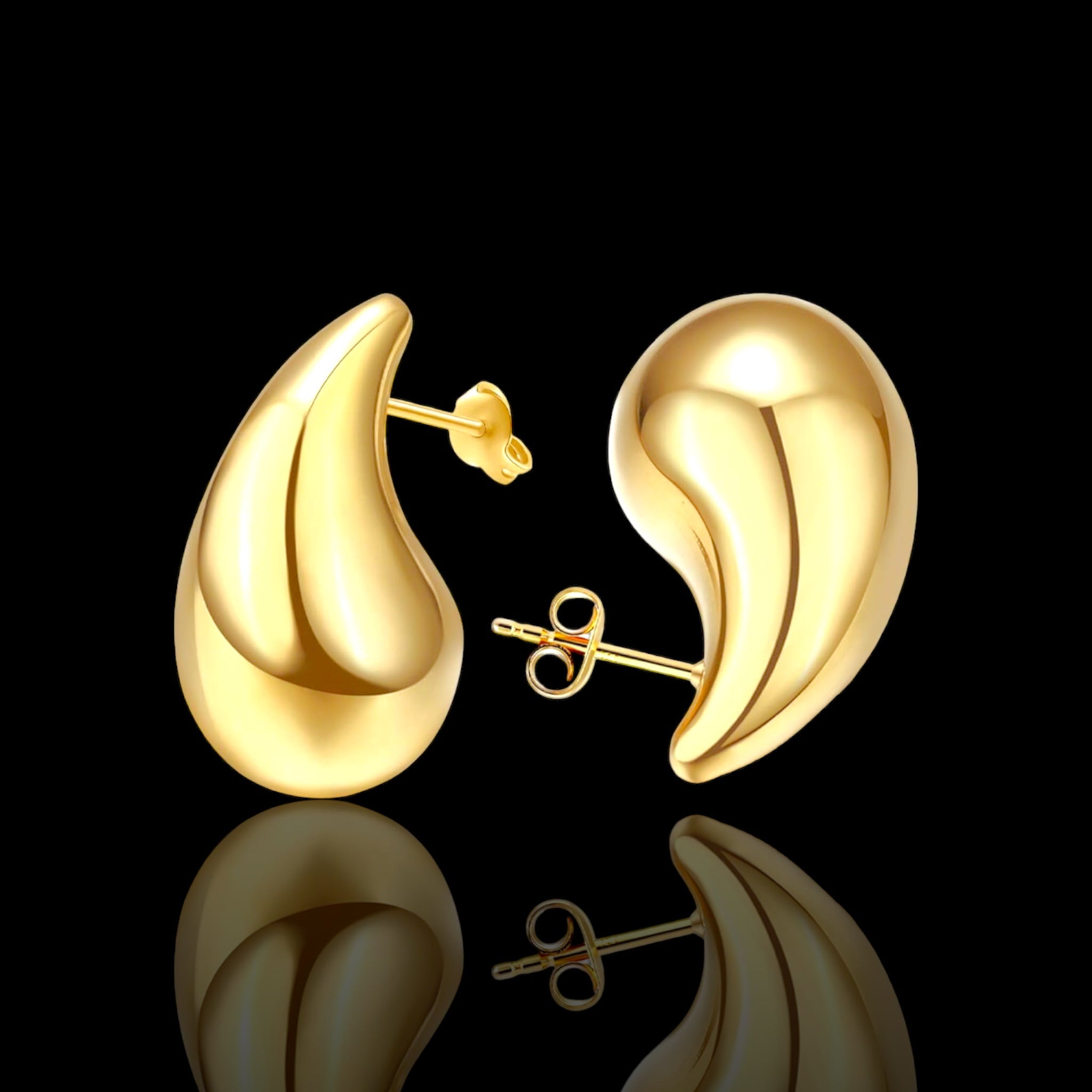 Oro Laminado Gold Filled Hollow Raindrop Earrings