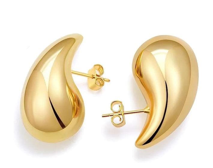 Oro Laminado Gold Filled Hollow Raindrop Earrings