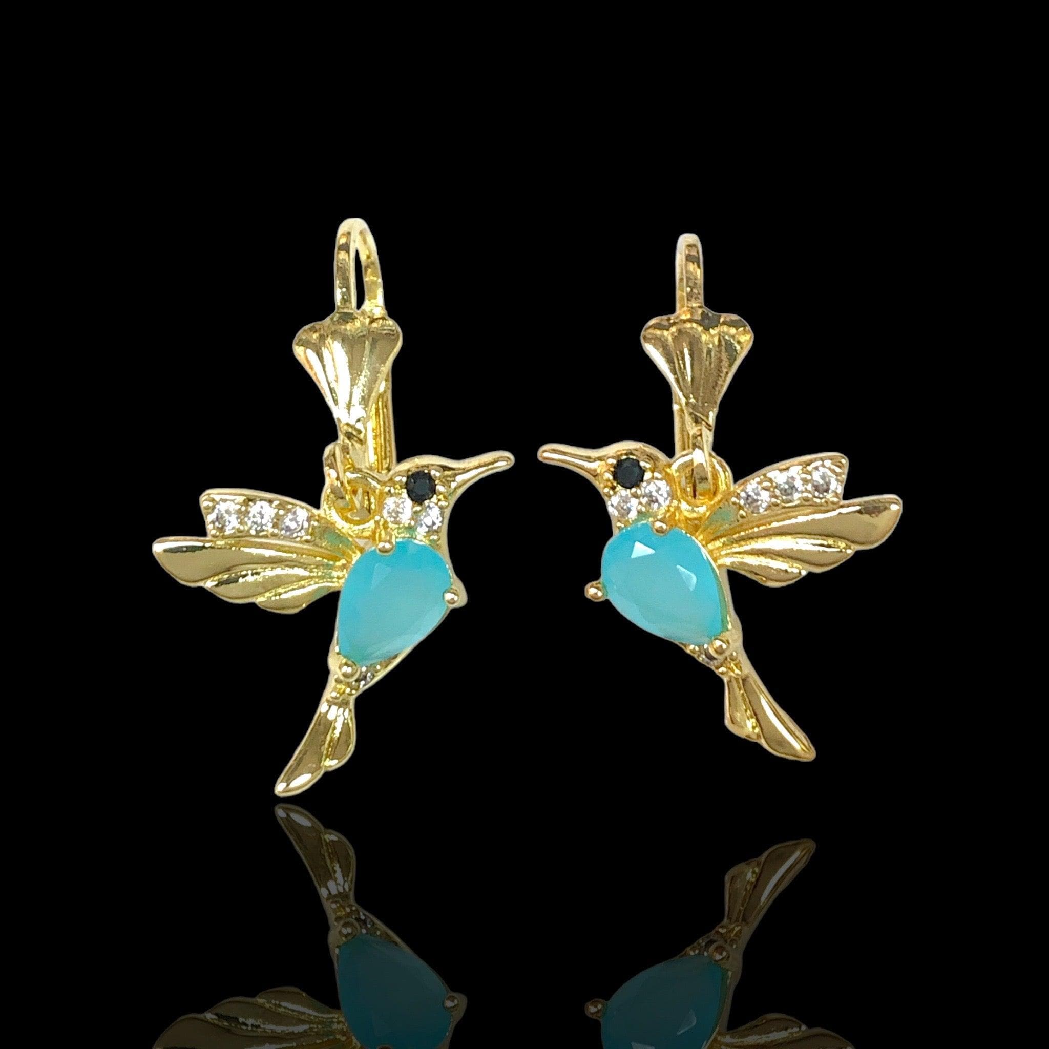 Oro Laminado Gold Filled Hummingbird Dangle Earrings