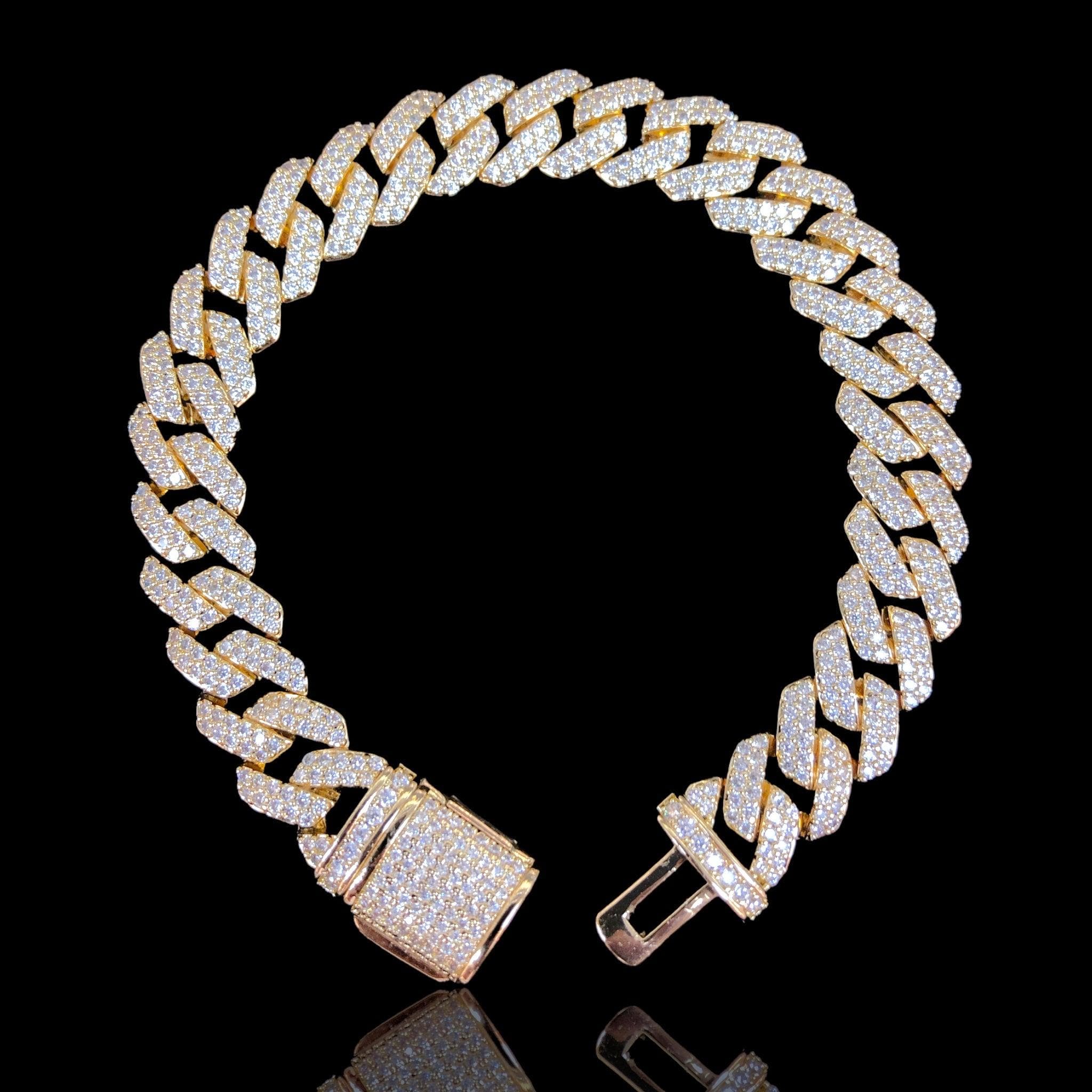 Oro Laminado Gold Filled Icy Italian Cuban Link CZ Bracelet