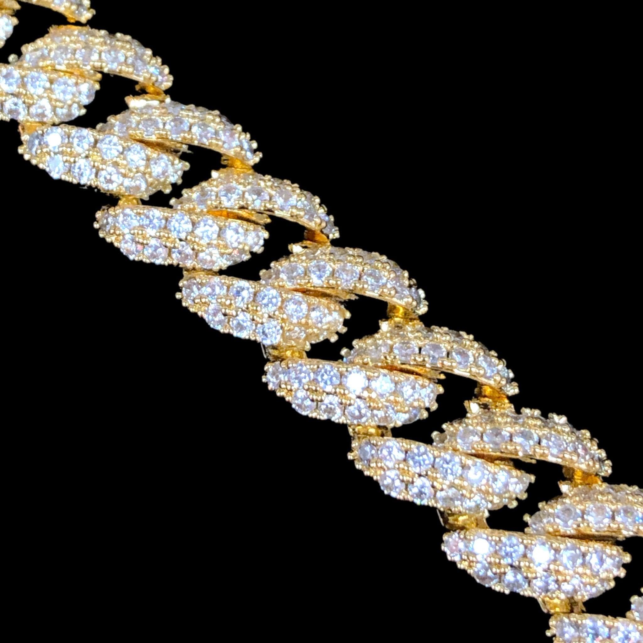 Oro Laminado Gold Filled Icy Miami Cuban Link CZ Bracelet