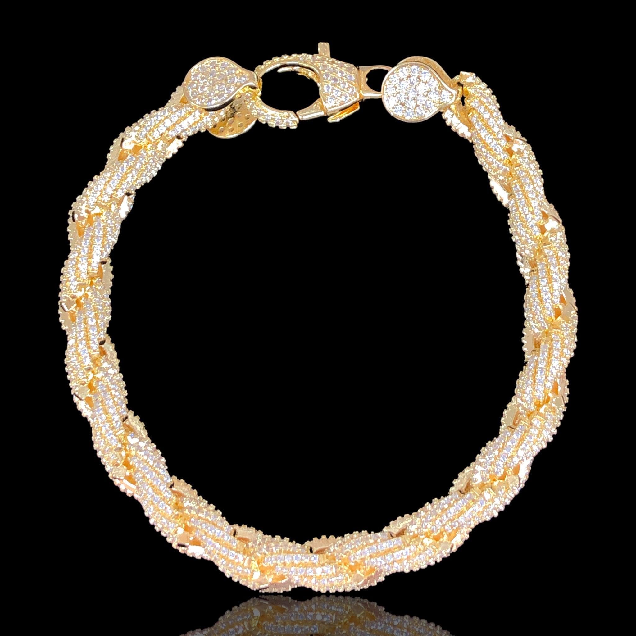 Oro Laminado Gold Filled Icy Venetian Rope CZ Bracelet