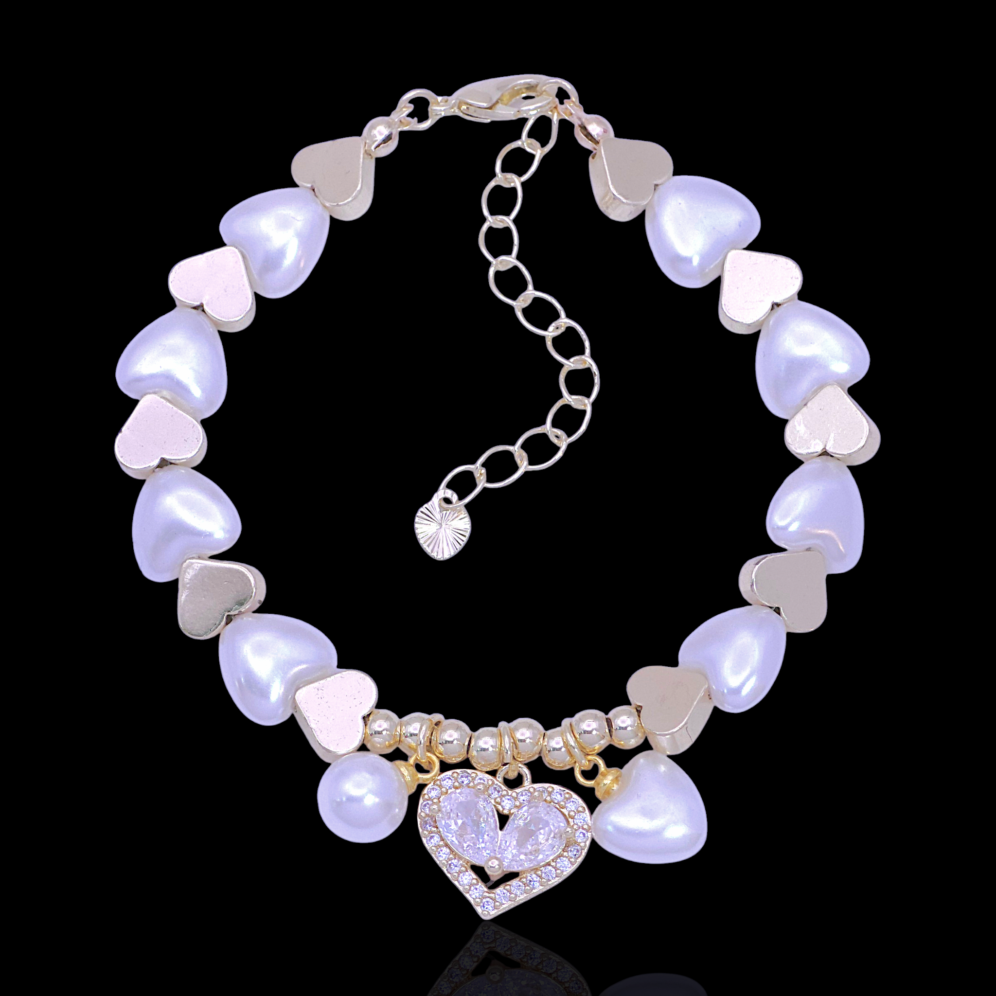 Oro Laminado Gold Filled Illuminating Hearts CZ Bracelet