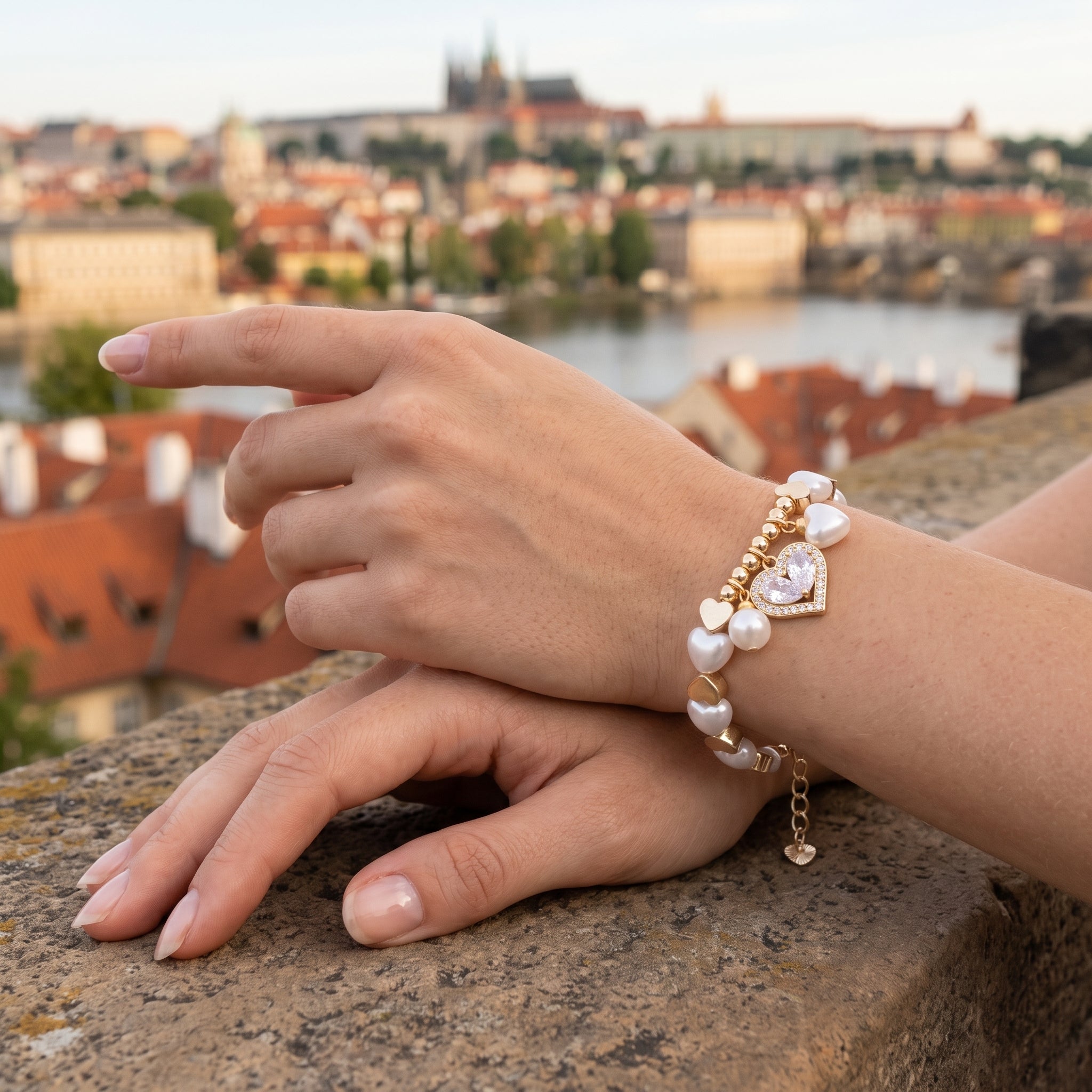 Oro Laminado Gold Filled Illuminating Hearts CZ Bracelet