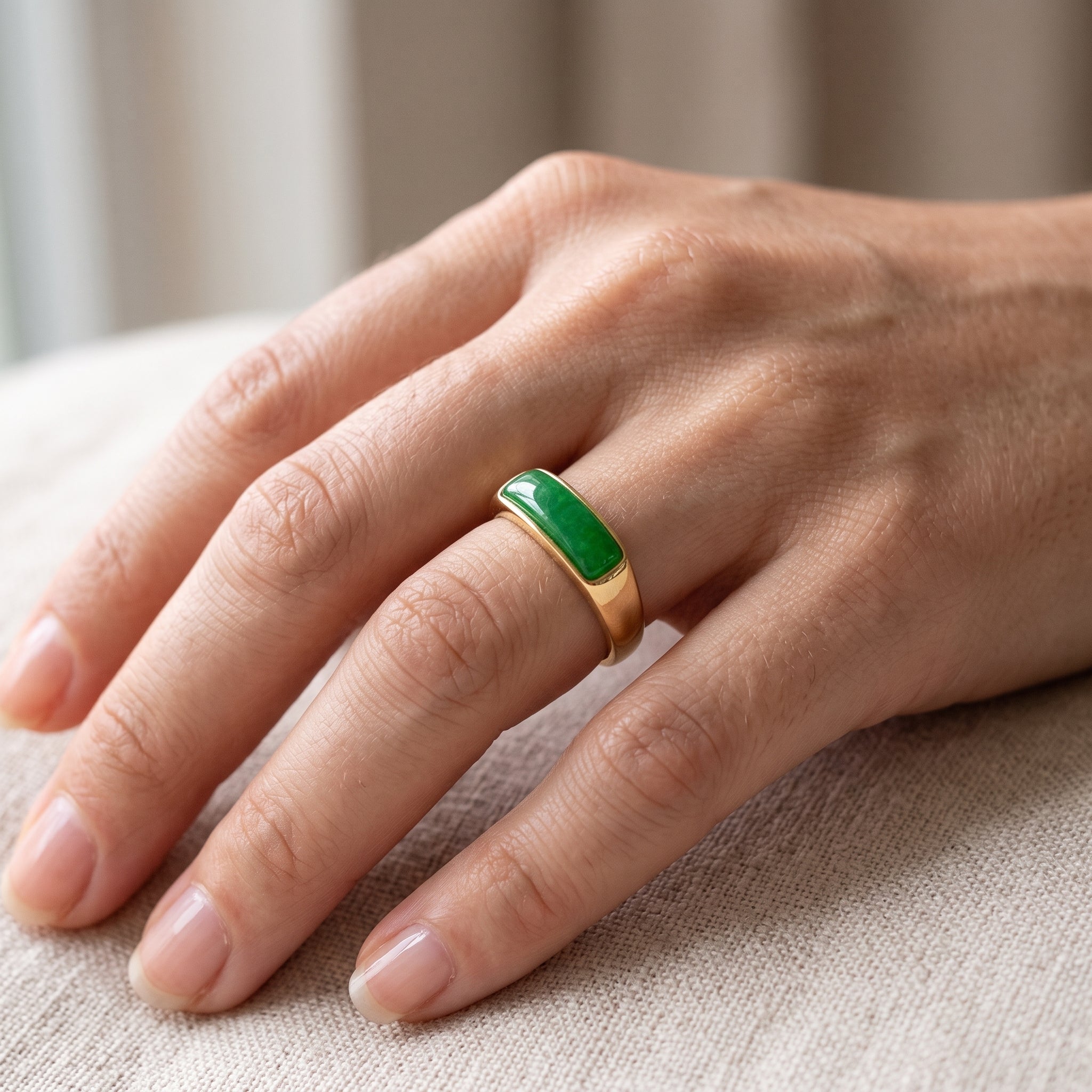 Oro Laminado Gold Filled Imperial Grace Jade Ring