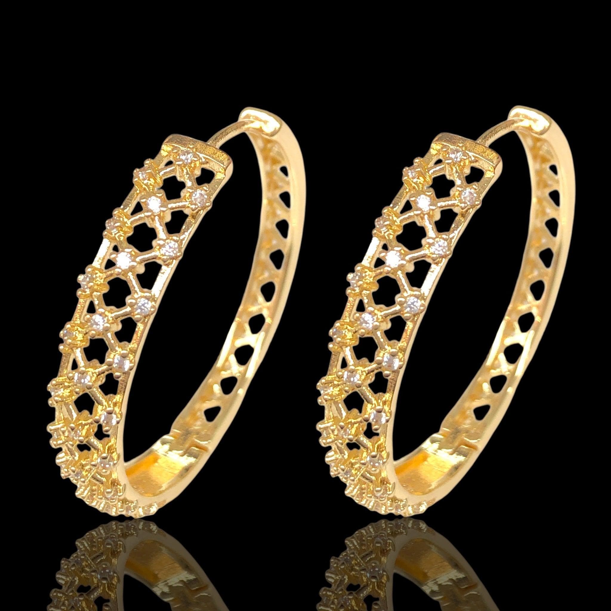 Oro Laminado Gold Filled Interstellar CZ Hoop Earrings