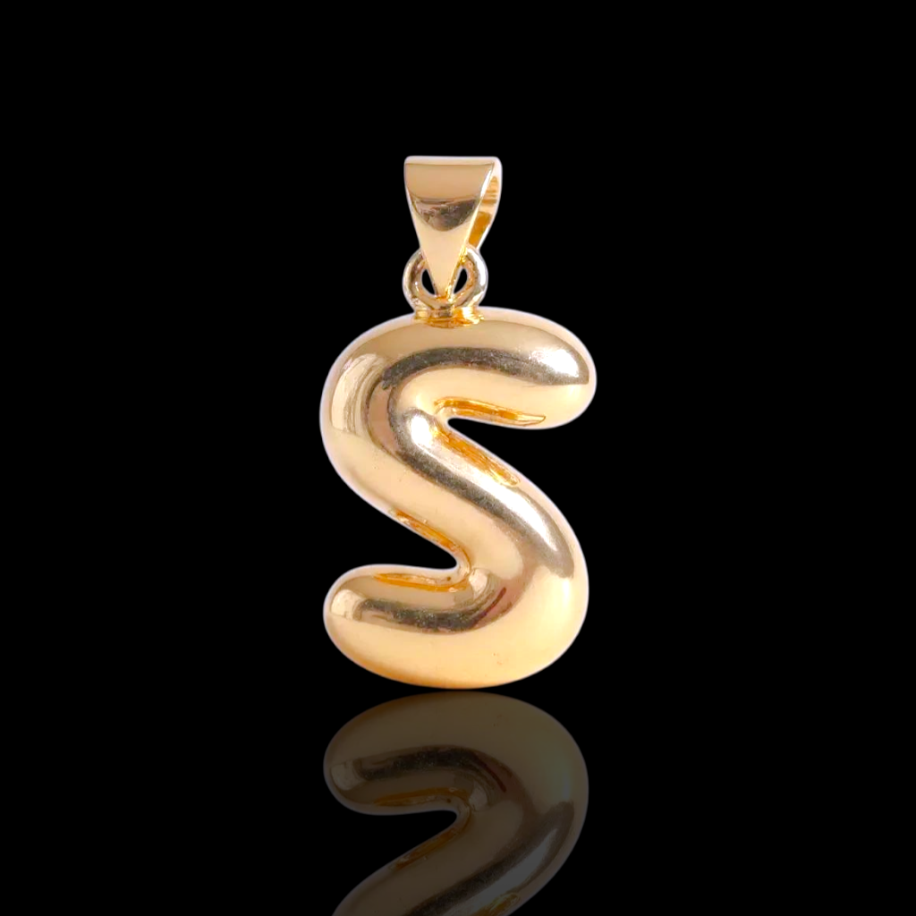 Oro Laminado Gold Filled Italia Bubble Letter Pendant Charms