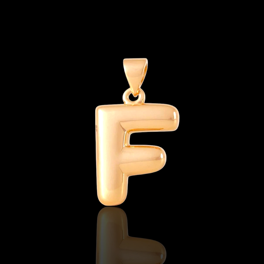 Oro Laminado Gold Filled Italia Bubble Letter Pendant Charms