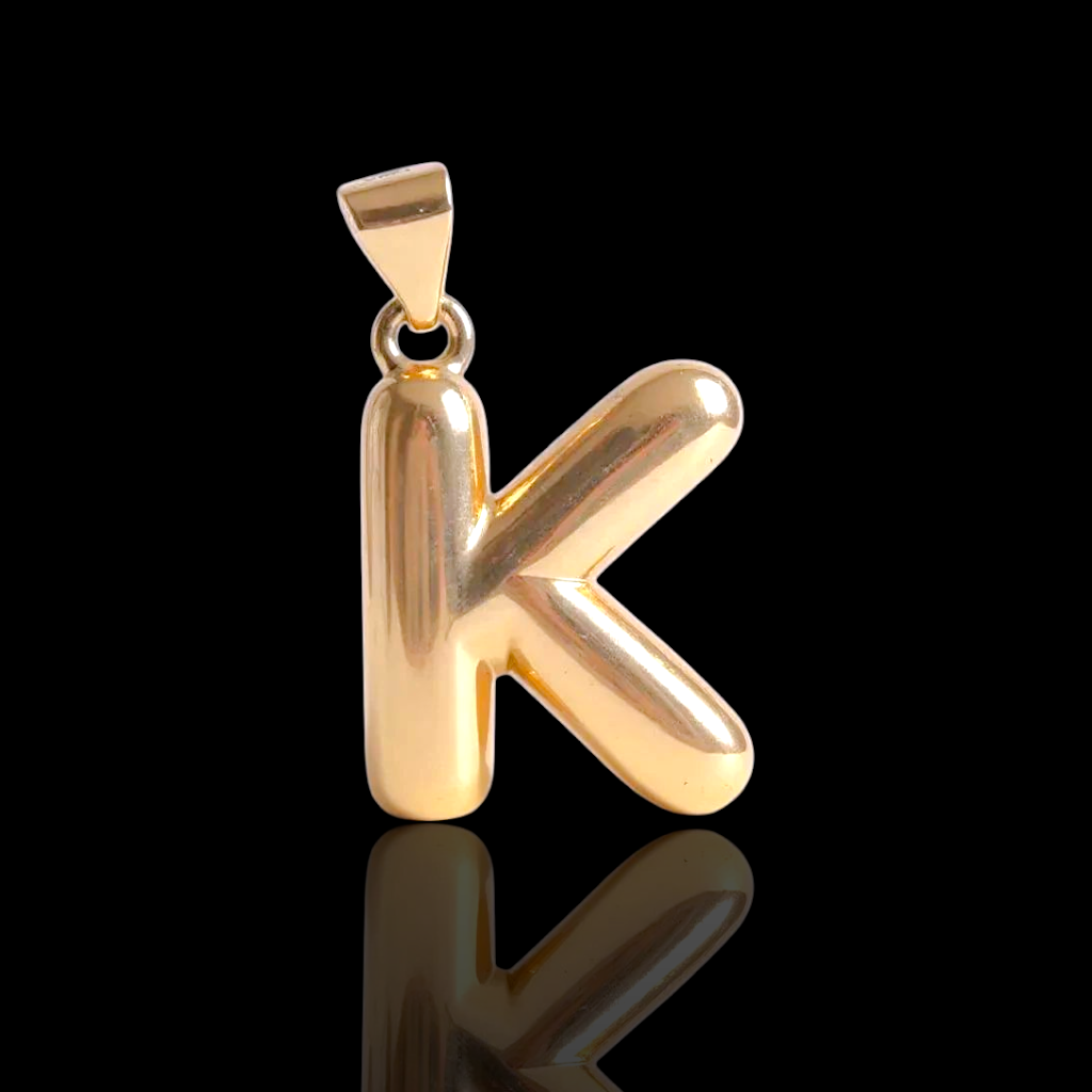 Oro Laminado Gold Filled Italia Bubble Letter Pendant Charms