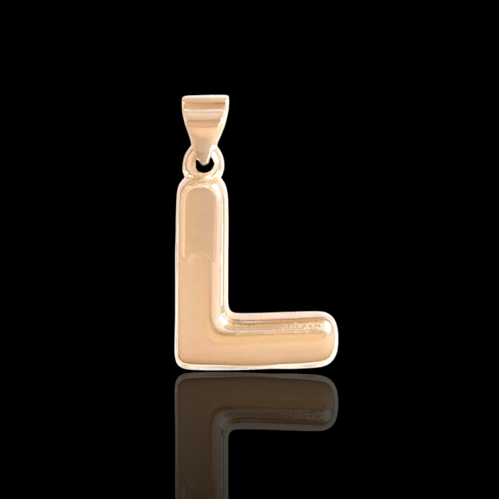 Oro Laminado Gold Filled Italia Bubble Letter Pendant Charms