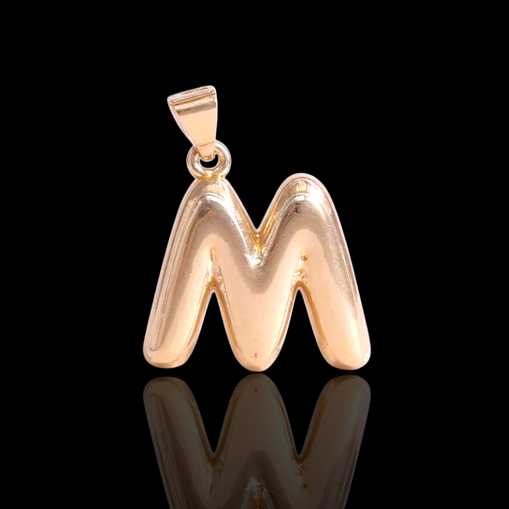 Oro Laminado Gold Filled Italia Bubble Letter Pendant Charms