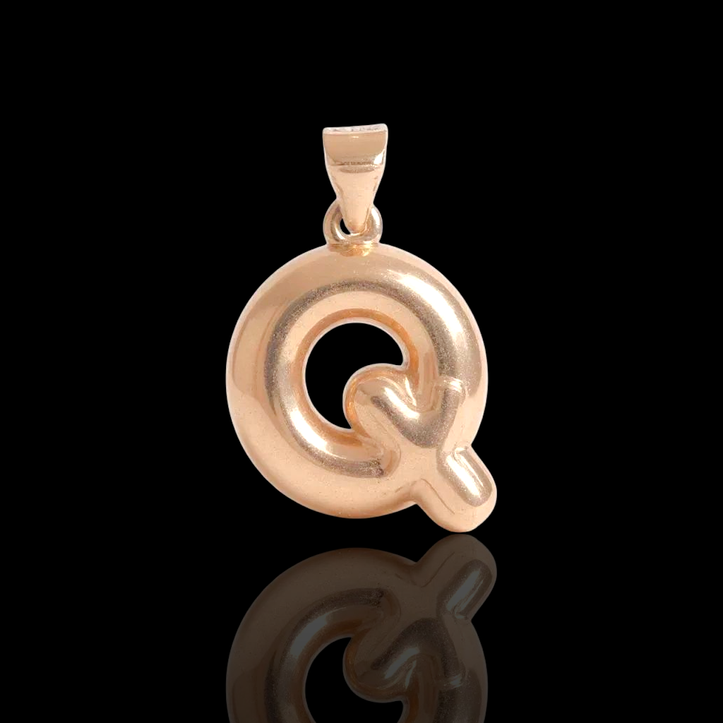Oro Laminado Gold Filled Italia Bubble Letter Pendant Charms
