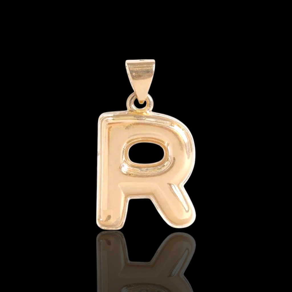 Oro Laminado Gold Filled Italia Bubble Letter Pendant Charms
